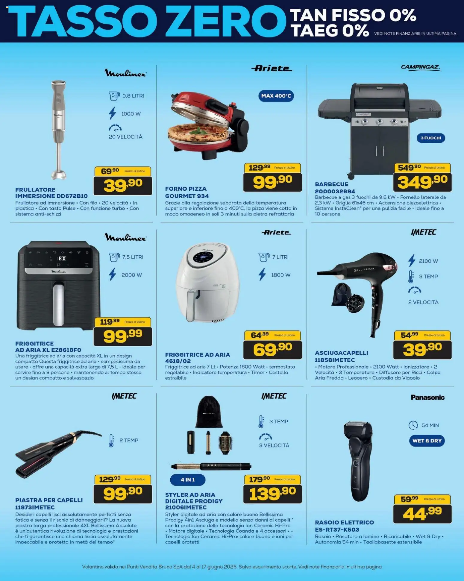 Volantino BRUNO del 04.06.2026 | Pagina: 28 | Prodotti: Friggitrice ad aria, Barbecue a gas, Rasoio elettrico, Asciugacapelli