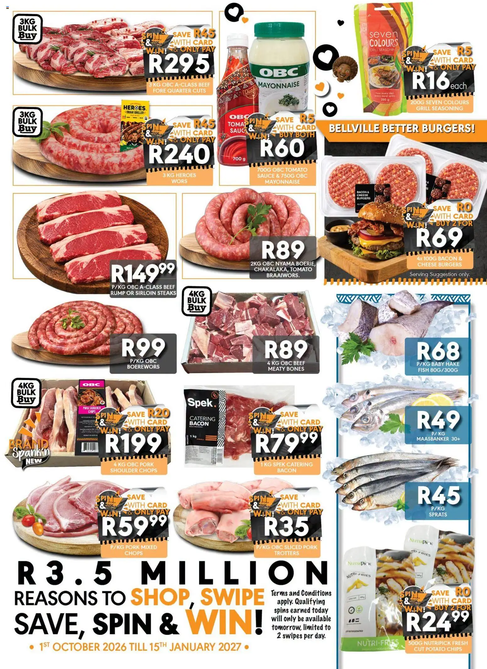 New OBC catalogue – valid from 24/09/2026 | Page: 4 | Products: Cheese, Pork, Fish, Burgers