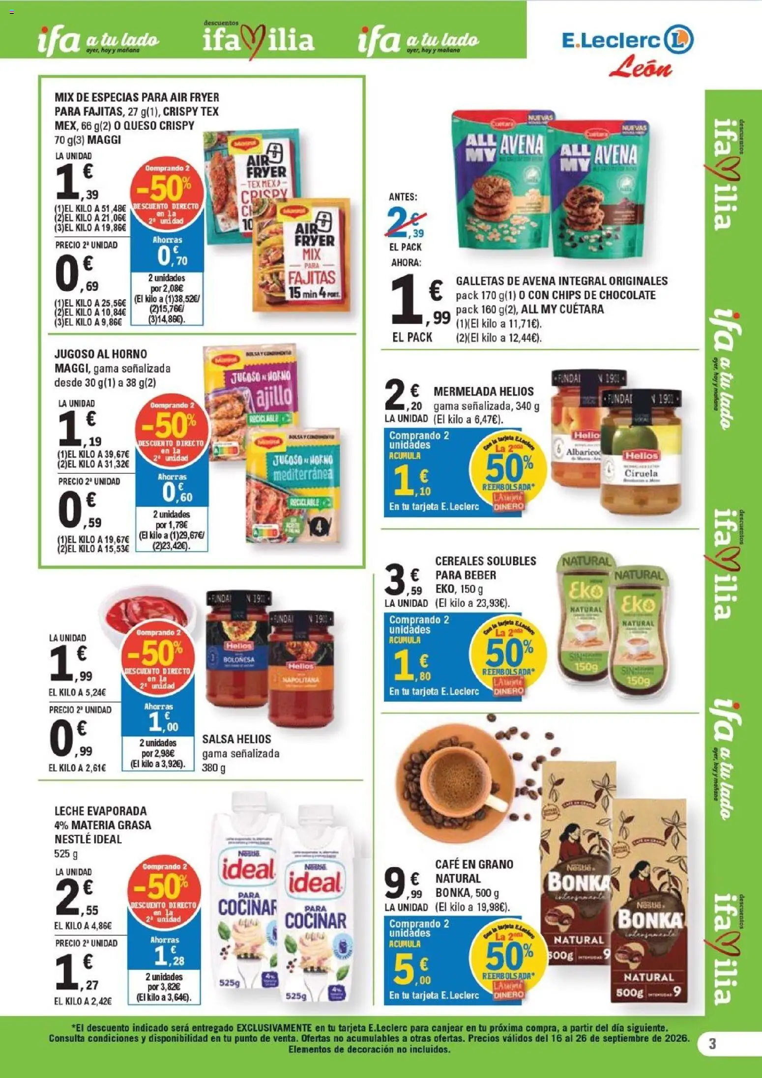 E.Leclerc - León │ válido desde el 16/09/2026 | Página: 3 | Productos: Café, Galletas, Café en grano, Decoración