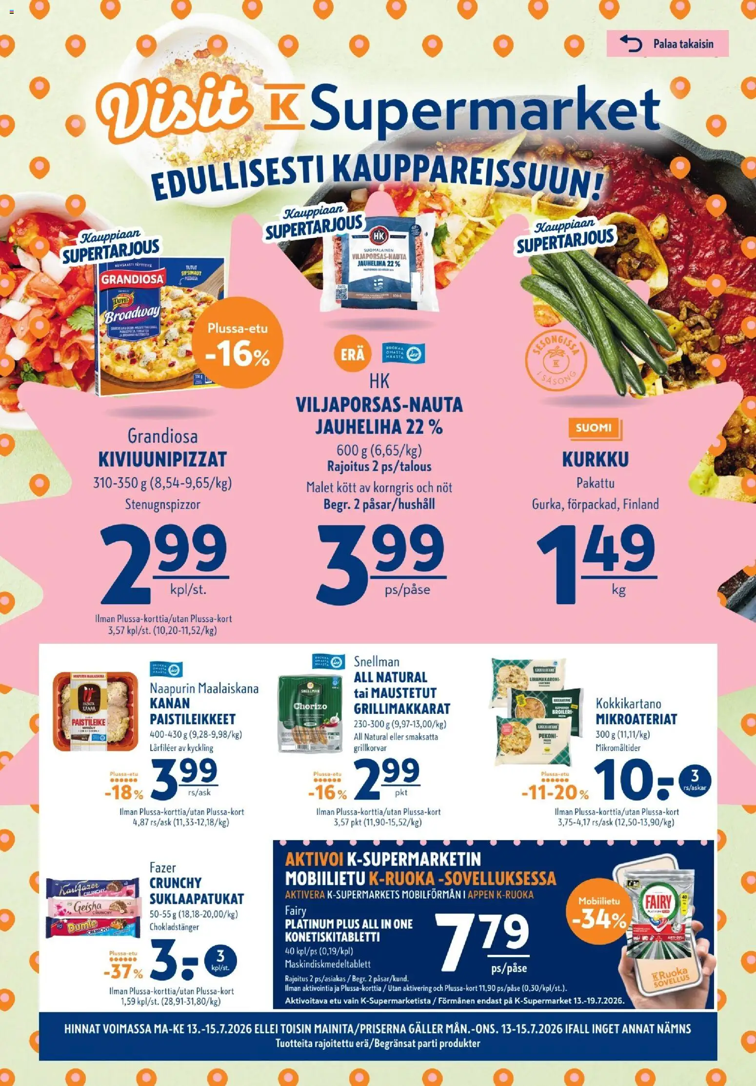 K-Supermarket tarjoukset – voimassa 13/07/2026 alkaen | Sivu: 1