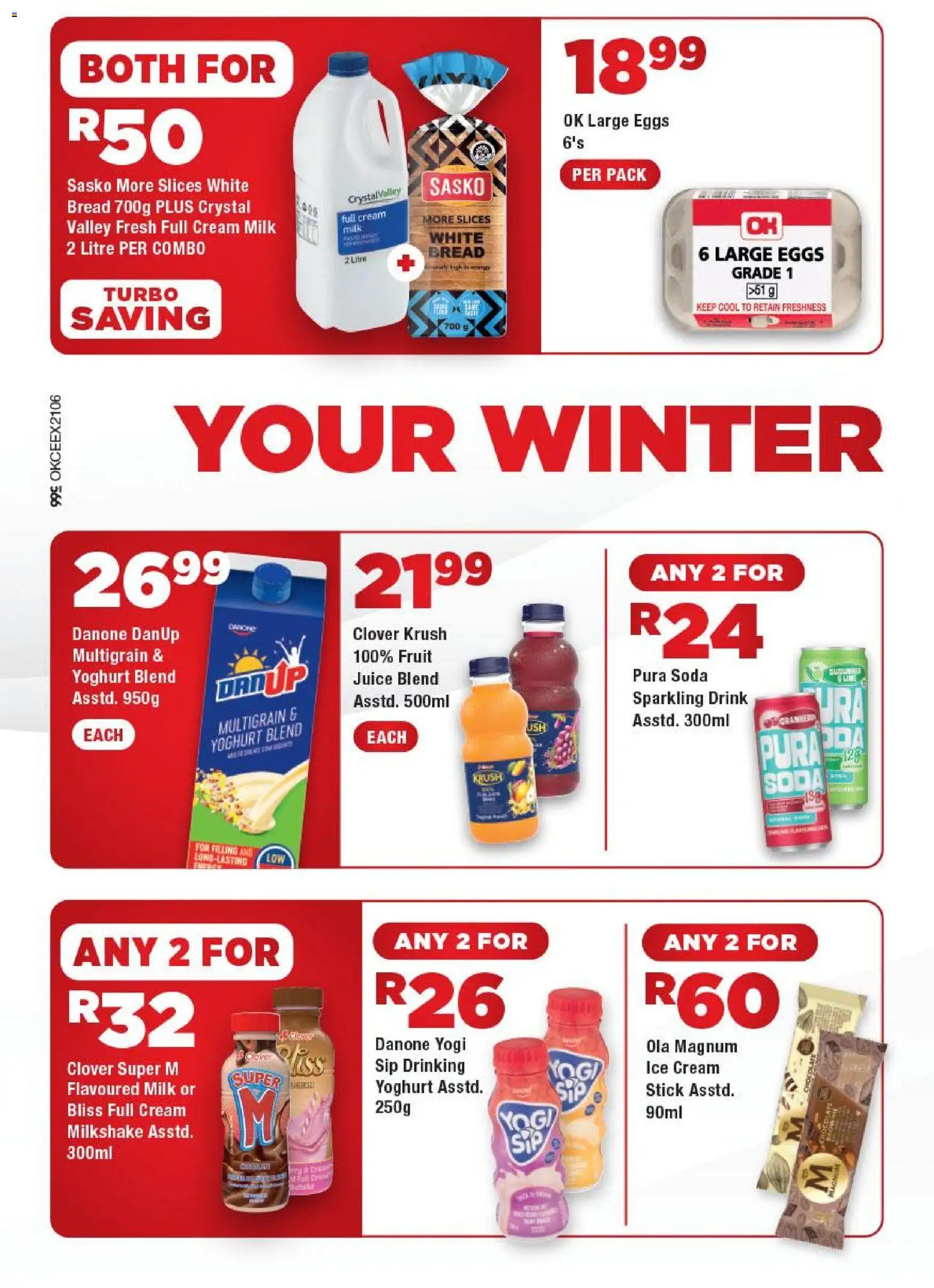 New OK Foods catalogue – valid from 06/07/2026 | Page: 2 | Products: Eggs, Bread, Ice cream, Fruit