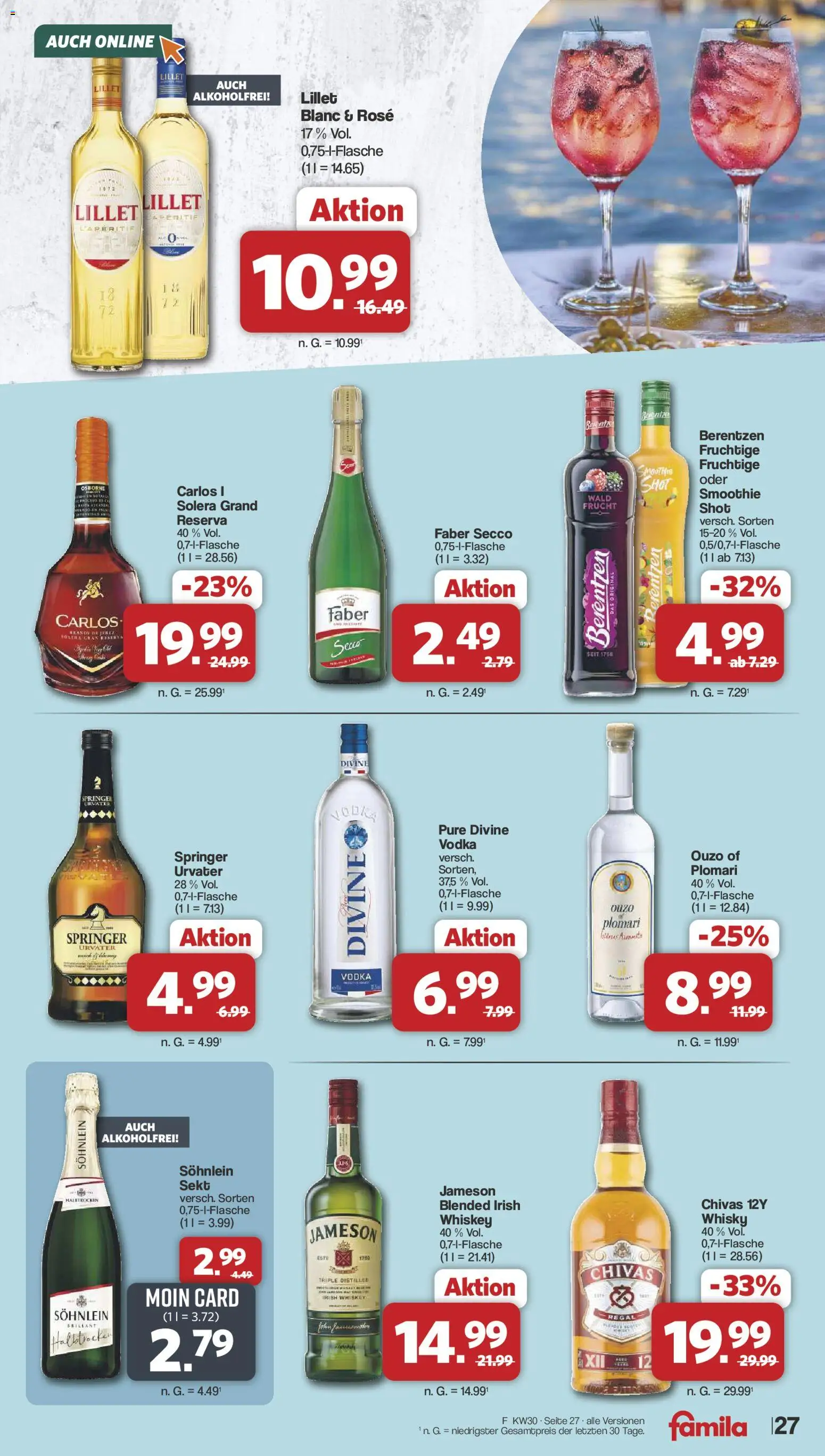 Famila Nordwest Prospekt – gültig ab 20.07.2026 | Seite: 27 | Produkte: Whisky, Sekt, Lillet, Whiskey