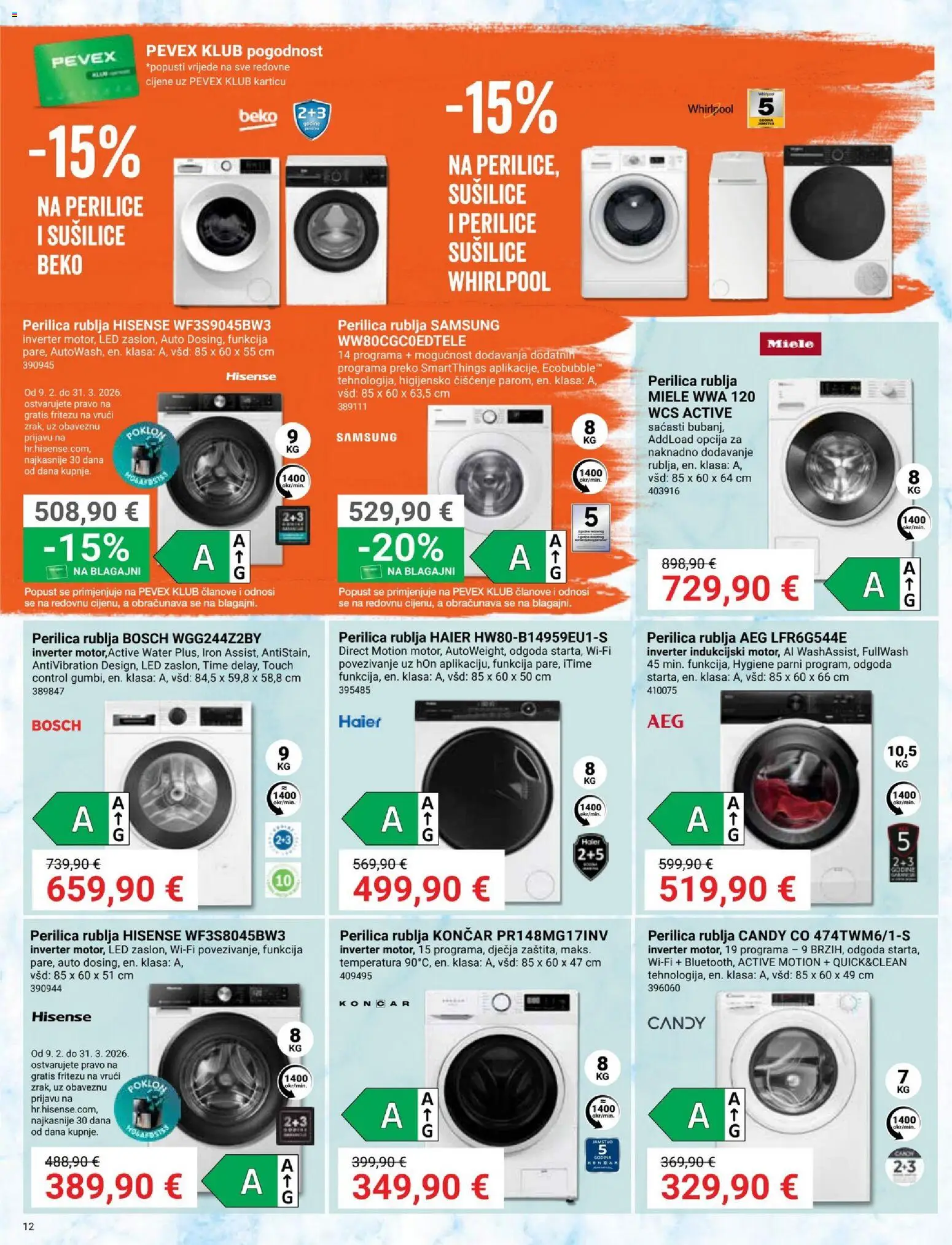 Pevex katalog | vrijedi od 05.03.2026 | Stranica: 12 | Proizvodi: Perilica rublja