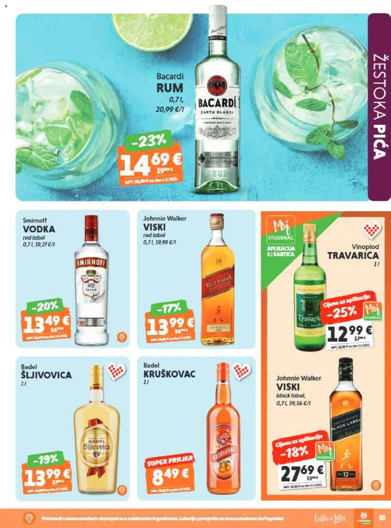 Studenac katalog | vrijedi od 15.07.2026 | Stranica: 33 | Proizvodi: Johnnie Walker, Viski, Badel, Vodka