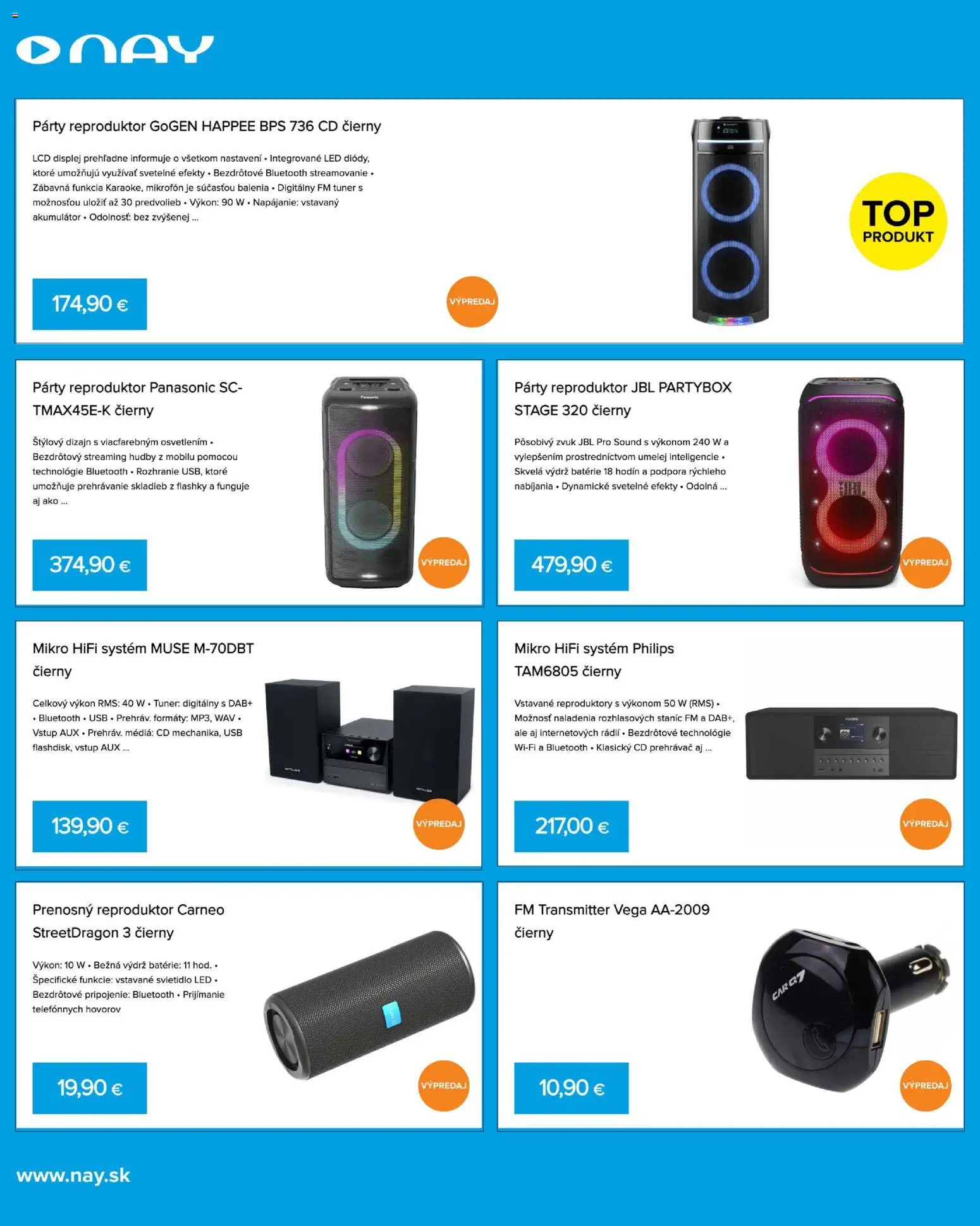 Nové NAY Elektrodom akcie – leták je platný od 17.08.2026 | Strana: 8 | Produkty: Svietidlo, Akumulátor, Bluetooth
