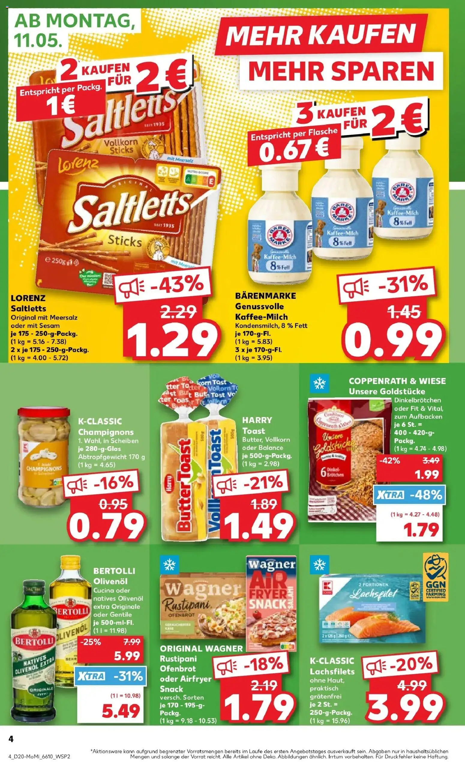 Kaufland Prospekt Andernach	 – gültig ab 10.05.2026 | Seite: 4 | Produkte: Butter, Kaffee, Olivenol, Champignons