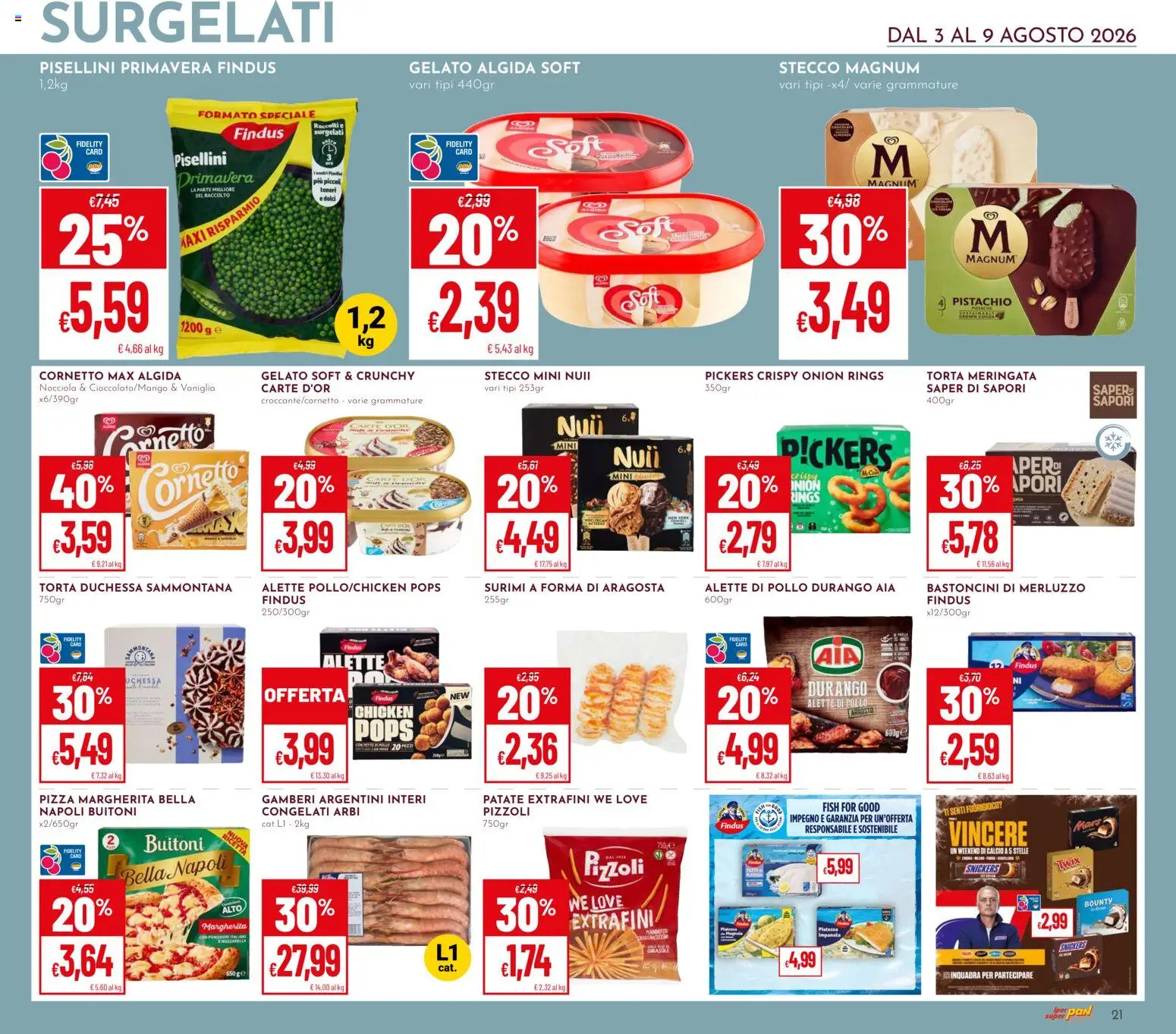 Volantino Pan del 03/08/2026 | Pagina: 21 | Prodotti: Pollo, Cornetto, Surimi, Patate