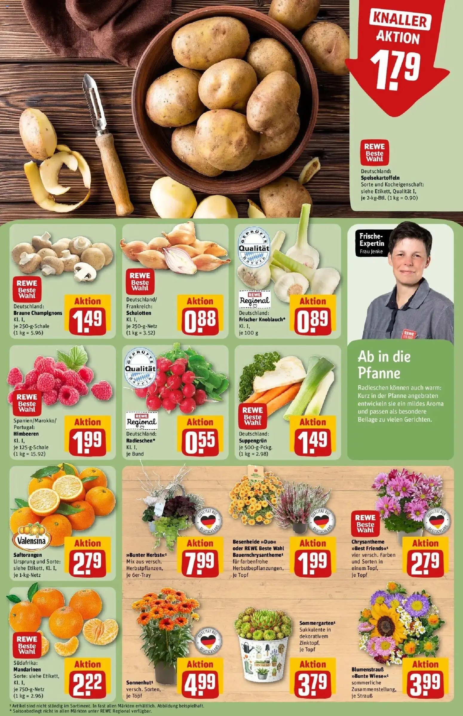REWE Prospekt ab 07.09.2026 zum Blättern » Angebote | Seite: 7 | Produkte: Himbeeren, Mandarinen, Valensina, Champignons