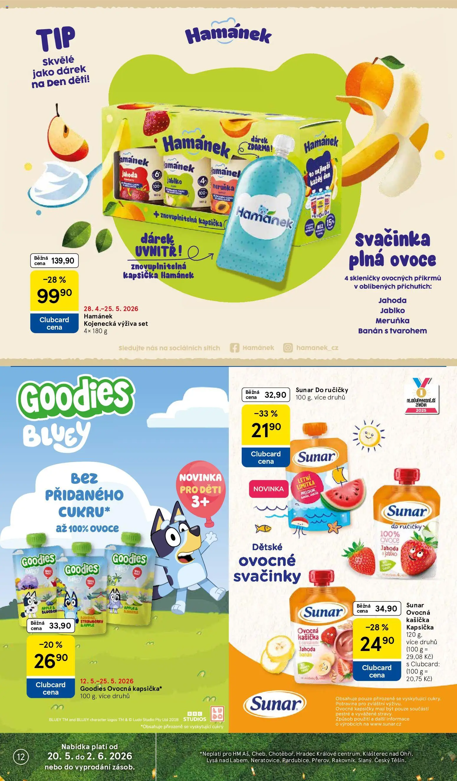 Tesco leták - Hypermarket od 20.05.2026 | Strana: 12 | Produkty: Sunar, Apple, Banán, Hamánek