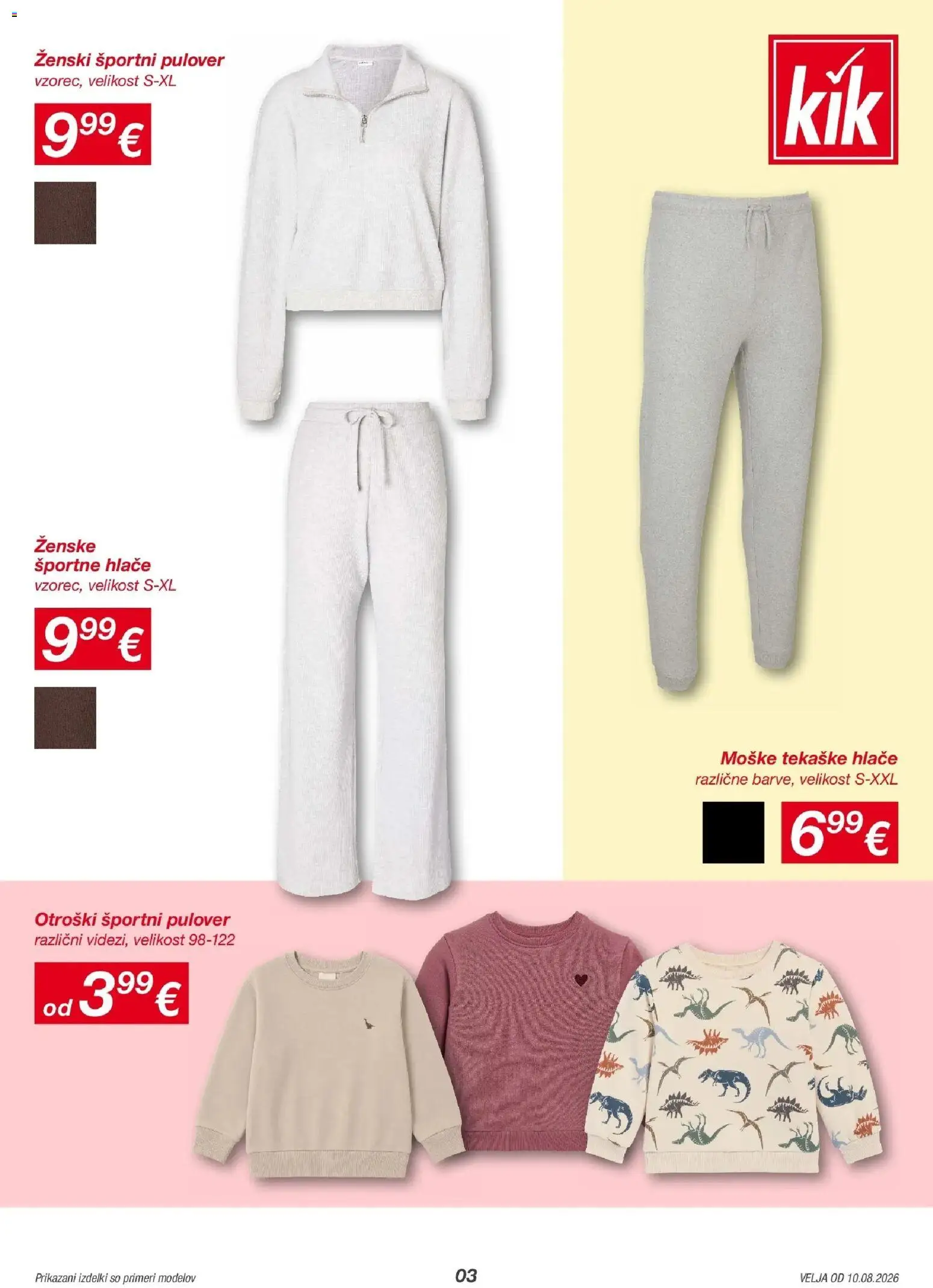 Novi Kik katalog ponudbe – veljaven od 10.08.2026 | Stran: 3 | Izdelki: Pulover, Hlace