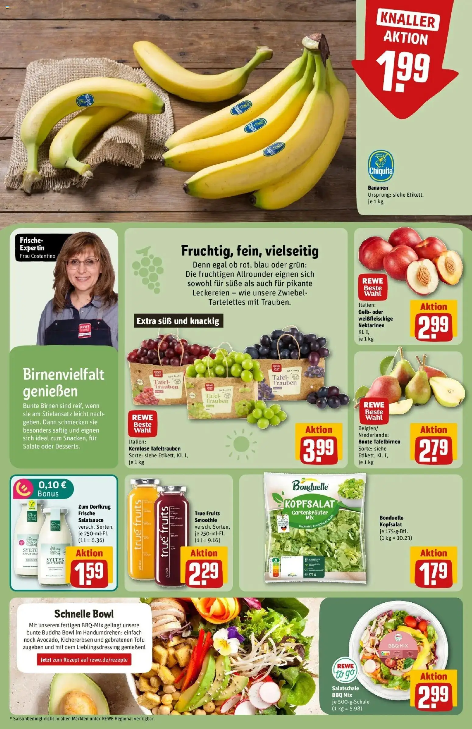 REWE Prospekt ab 31.08.2026 zum Blättern » Angebote | Seite: 6 | Produkte: Nektarinen, Trauben, Bananen, Himbeere