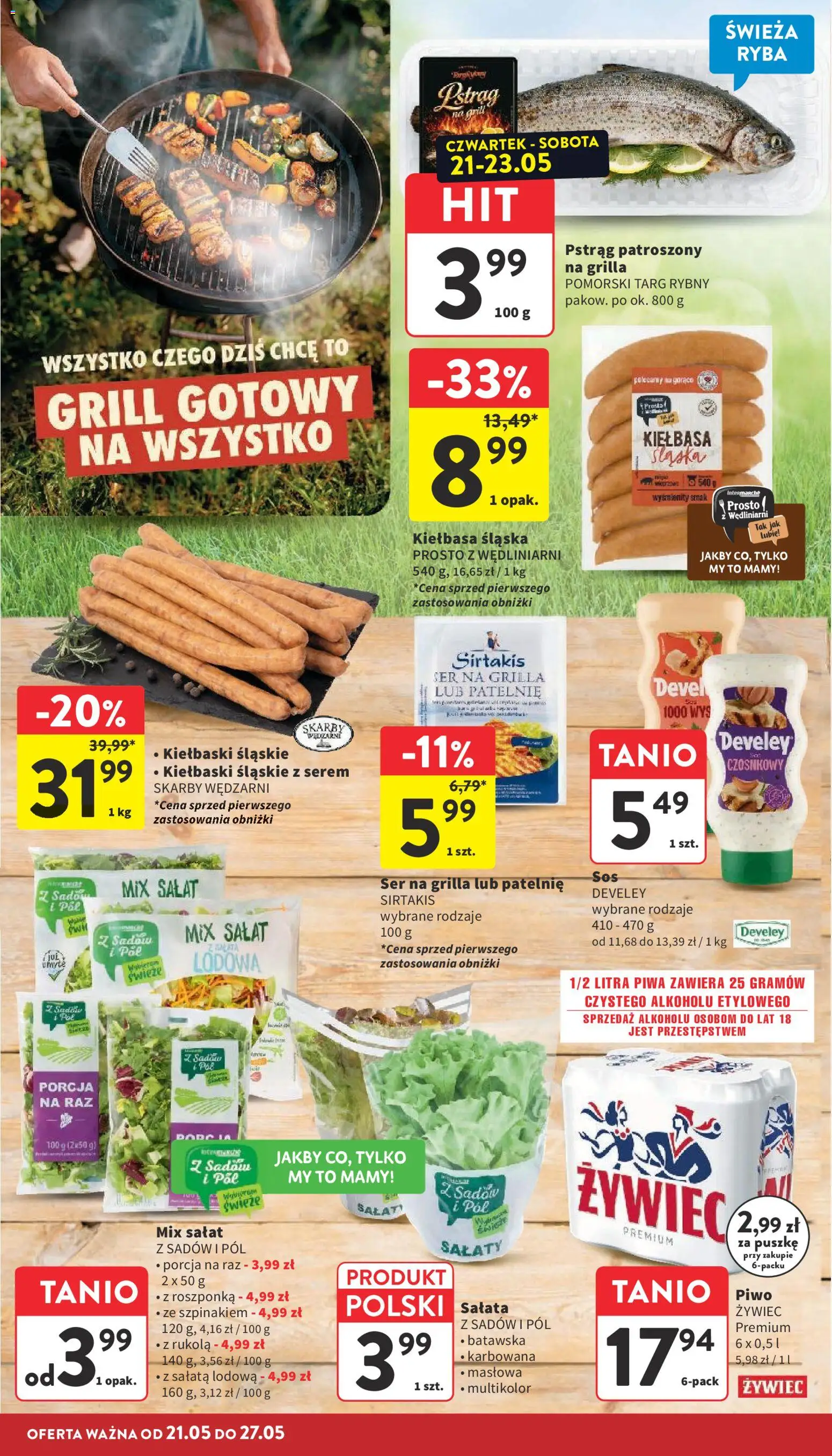 Intermarche gazetka od 21.05.2026 | Strona: 14 | Produkty: Kiełbaski, Pstrąg, Ser, Ser na grilla