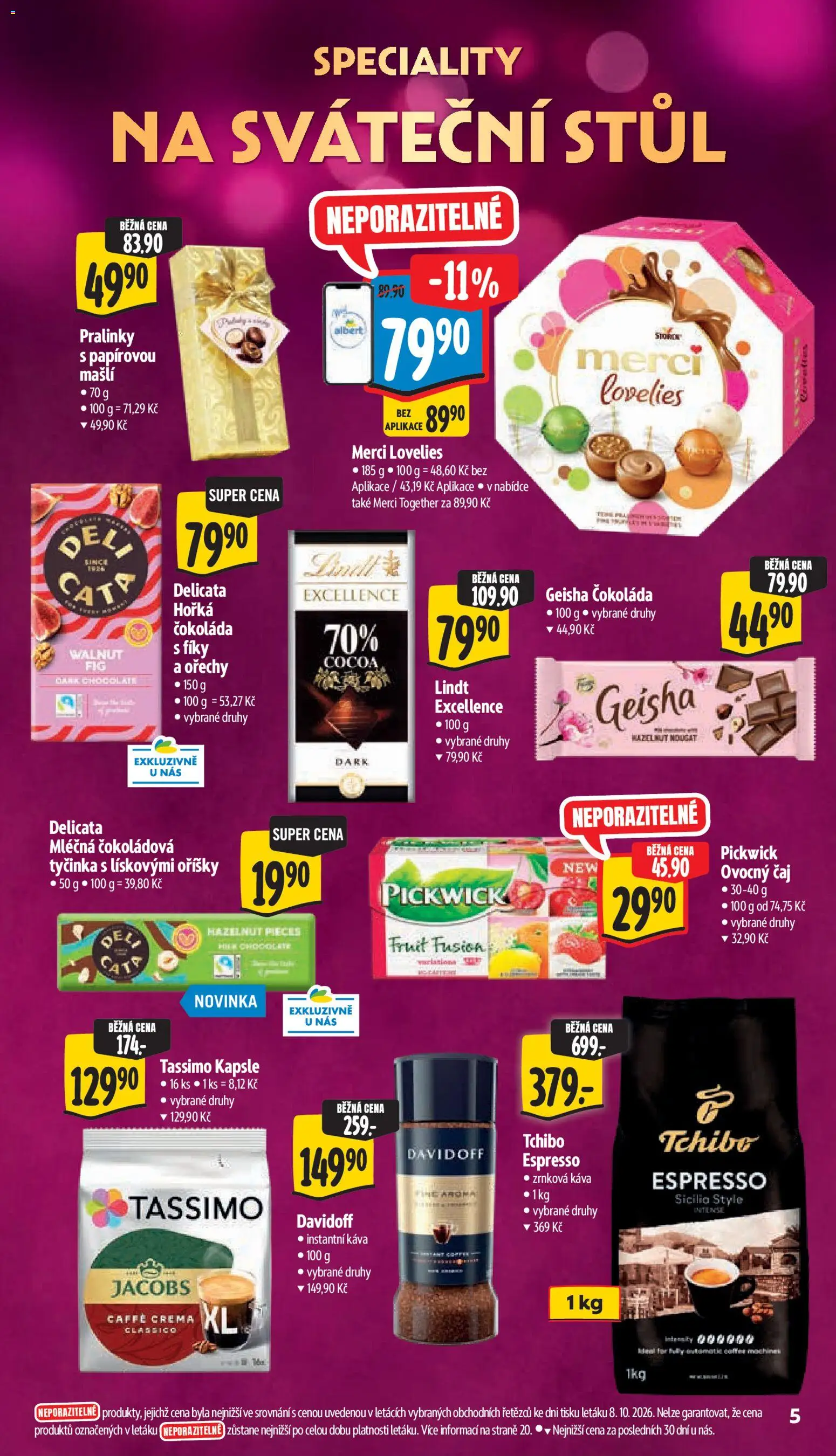 Albert leták - Supermarket Příbor od 14.10.2026 | Strana: 15 | Produkty: Čokoláda, Ořechy, Caffè crema, Speciality