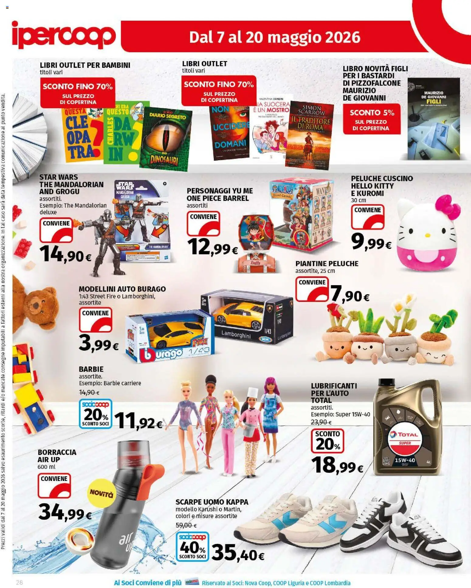 Volantino Ipercoop del 07.05.2026 | Pagina: 28 | Prodotti: Peluche, Data, Cuscino, Borraccia