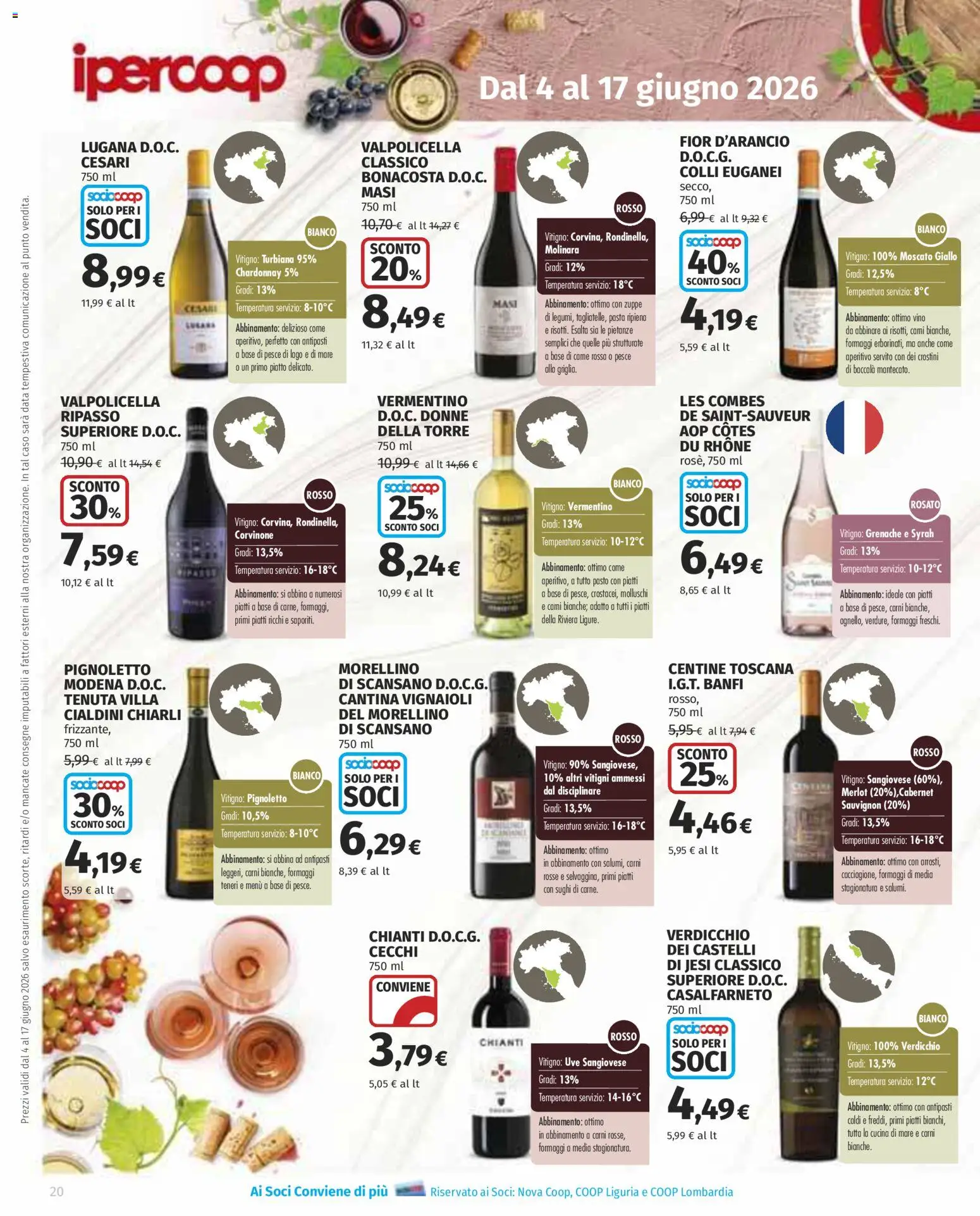 Volantino Ipercoop del 04.06.2026 | Pagina: 20 | Prodotti: Pesce, Vino, Pasta, Piatto