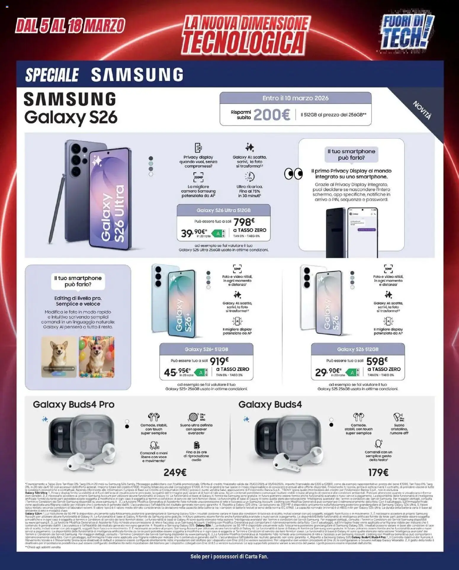 Volantino Trony del 04.03.2026 | Pagina: 38 | Prodotti: Samsung Galaxy, Telefono, Video, Speaker