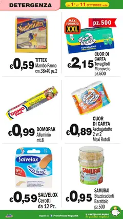 Anteprima del volantino Primo Prezzo volantino valido a partire dal 01/10/2026 | Pagina: 22 | Prodotti: Basso, Asciugatutto, Alluminio, Panni