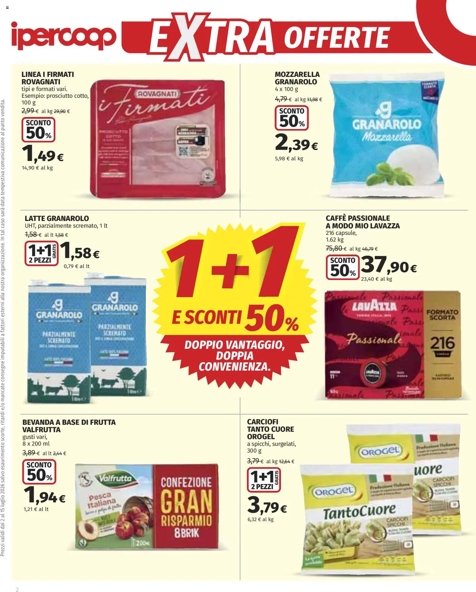 Volantino Ipercoop del 02/07/2026 | Pagina: 2 | Prodotti: Mozzarella, Latte, Pesca, Data