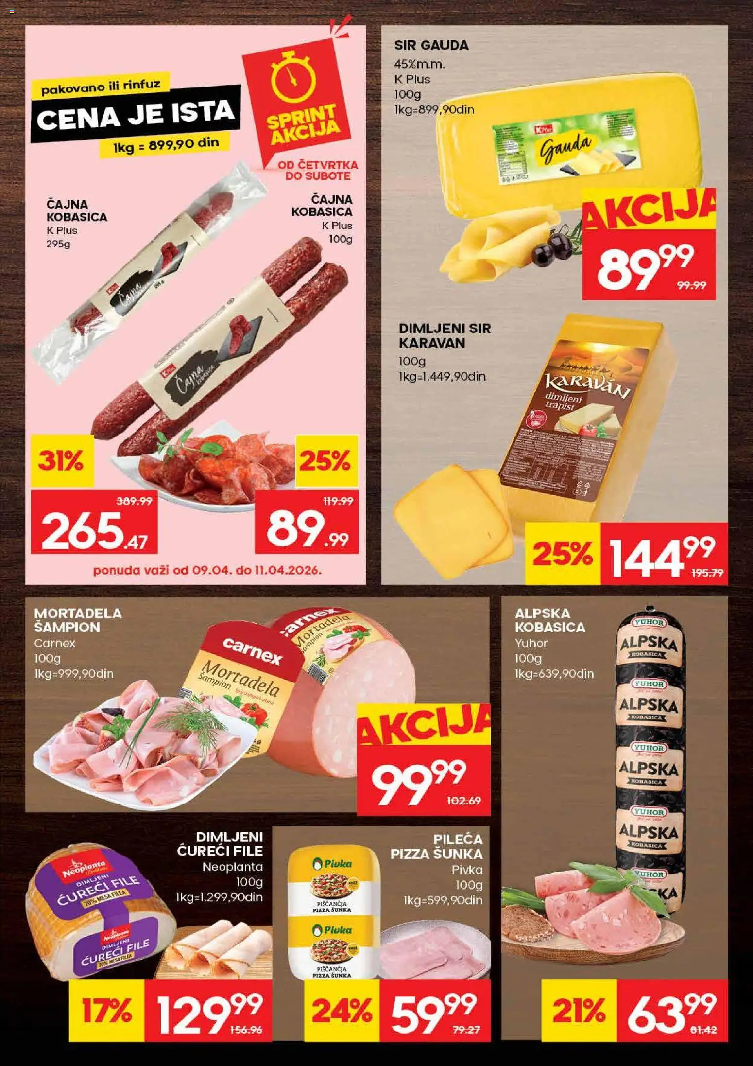 Idea katalog - važi od 09.04.2026 | Strana: 9 | Proizvode: Ćureći file, Sir, Dimljeni sir, Šunka