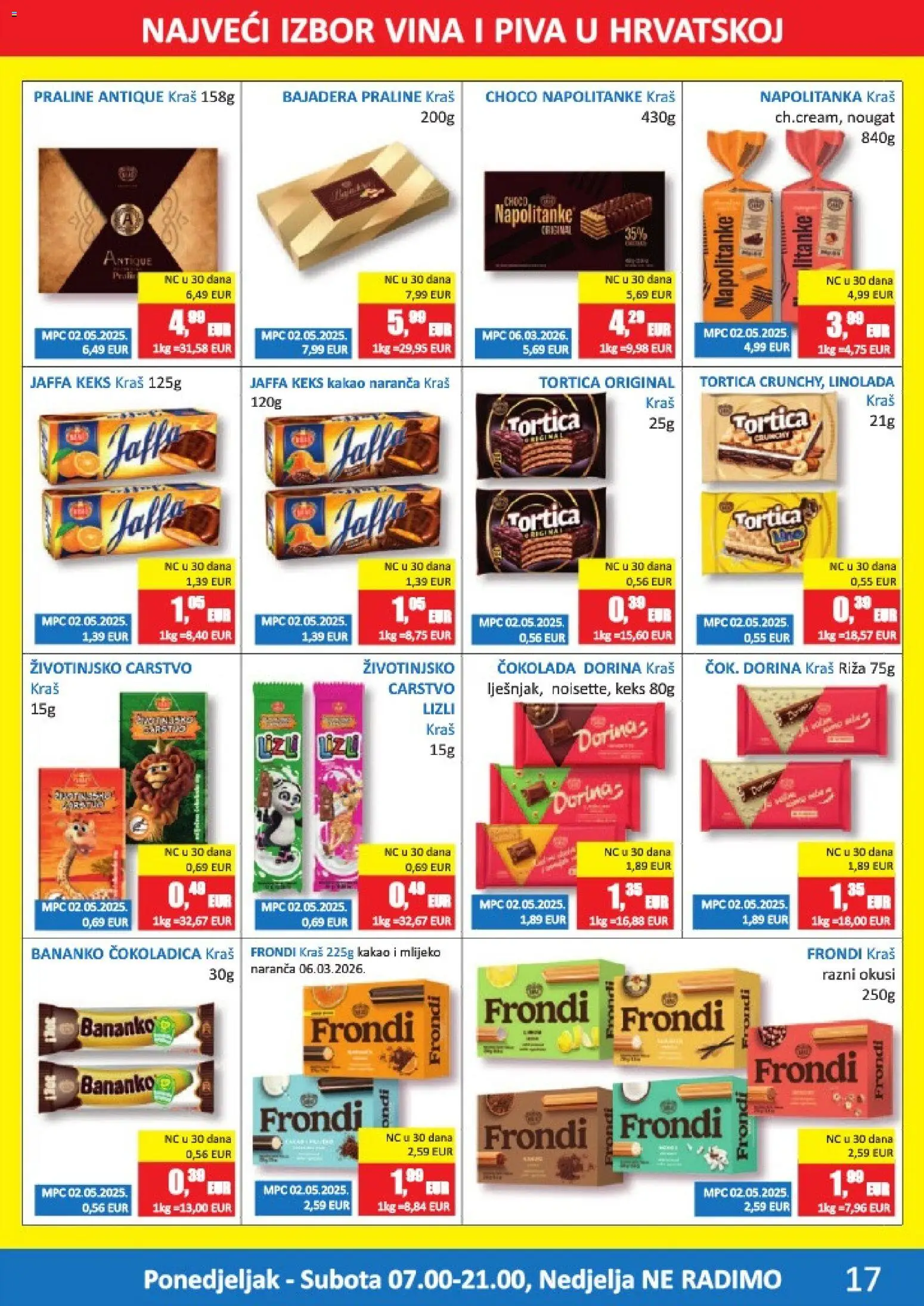 Vrutak katalog | vrijedi od 11.05.2026 | Stranica: 17 | Proizvodi: Praline, Dorina, Keks, Kakao