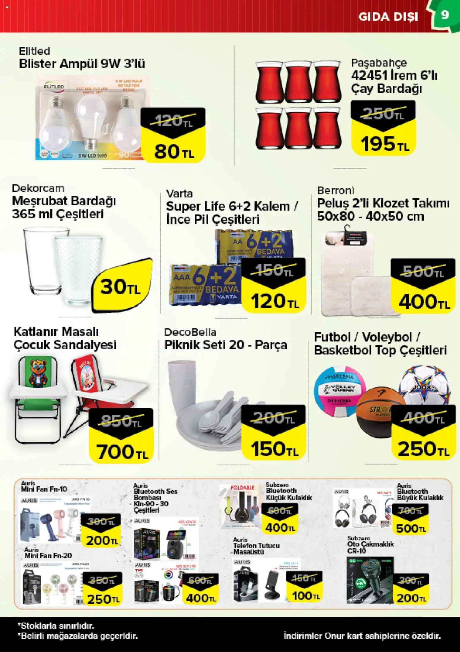 Onur Market Katalog - 11 Ağustos 2026 tarihinden itibaren geçerlidir | Sayfa: 9 | Ürünler: Pil, Ses, Çay bardağı, Fan