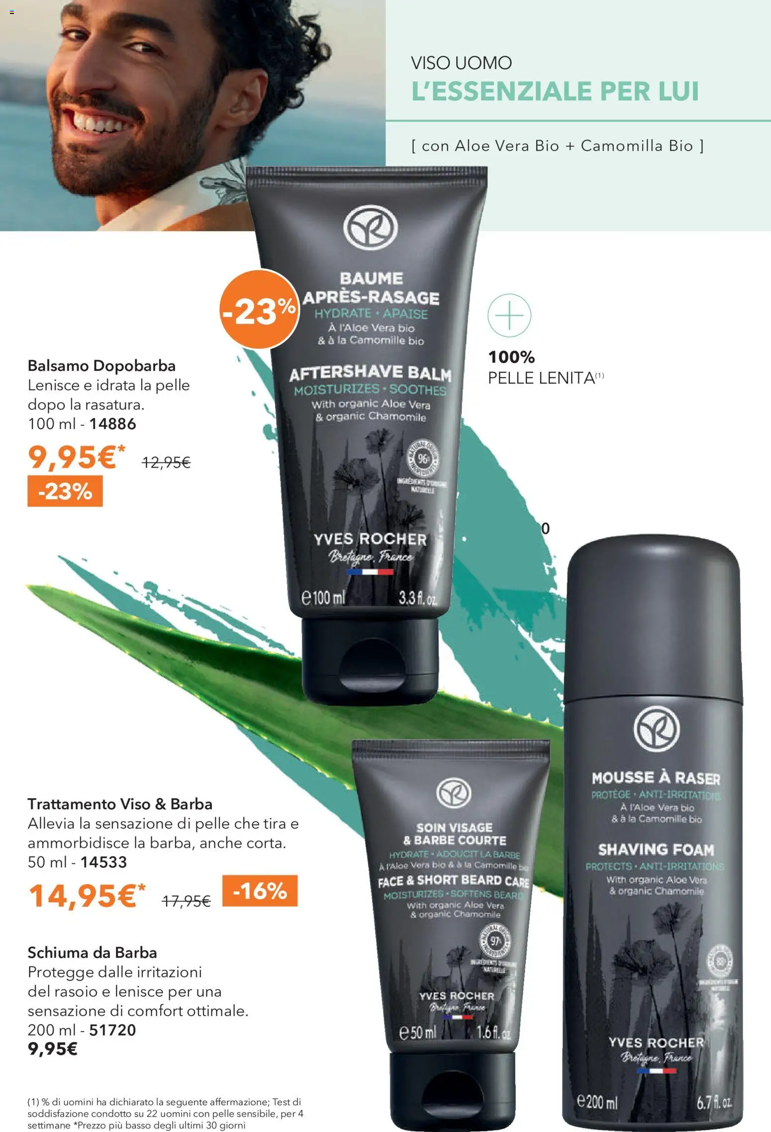 Volantino Yves Rocher del 04.06.2026 | Pagina: 54 | Prodotti: Balsamo, Schiuma da barba, Dopobarba, Aloe vera