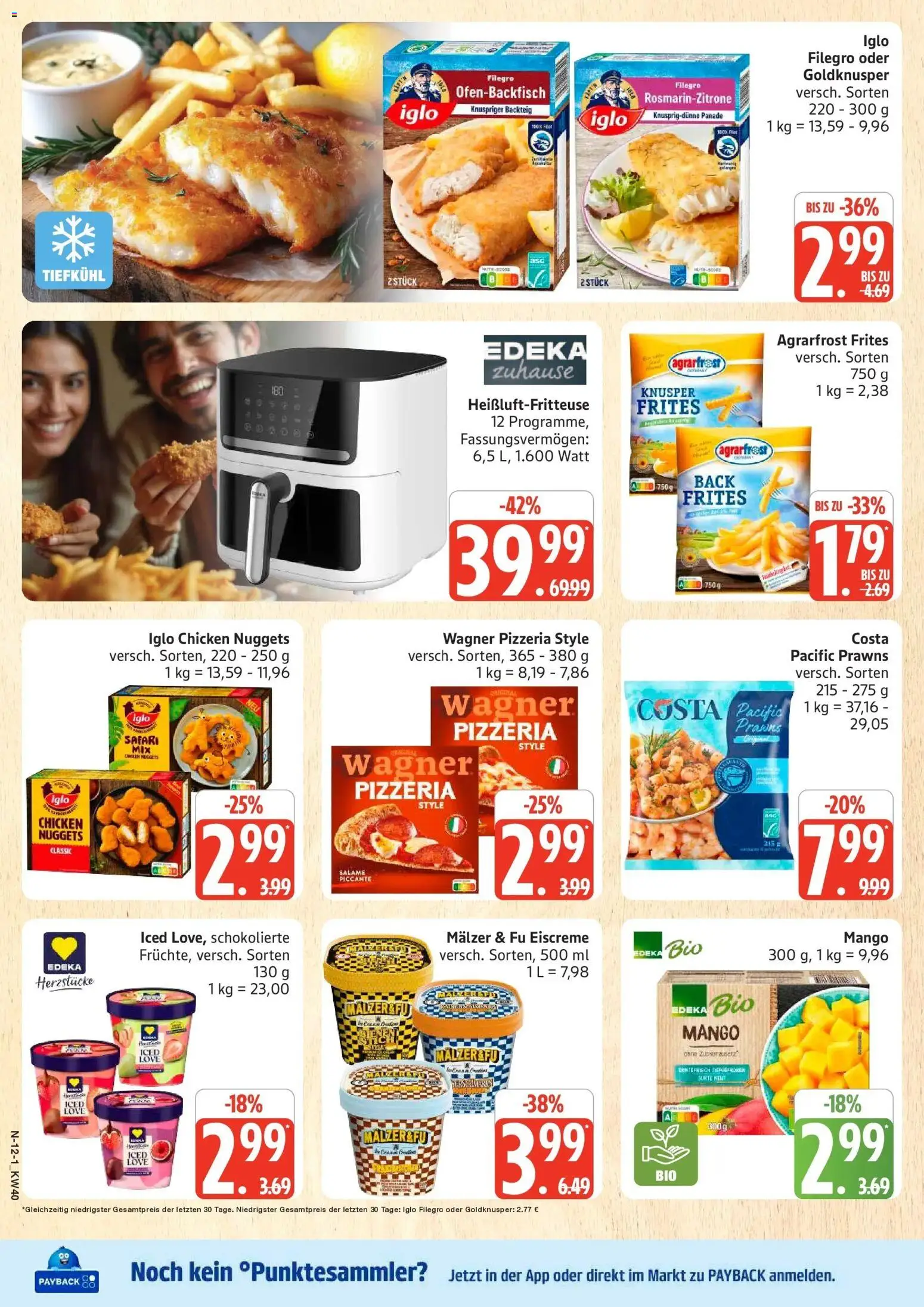 Edeka Prospekt Cuxhaven (ab 28.09.2026) » Angebote Online | Seite: 12 | Produkte: Iglo, Eiscreme, Mango, Heißluftfritteuse
