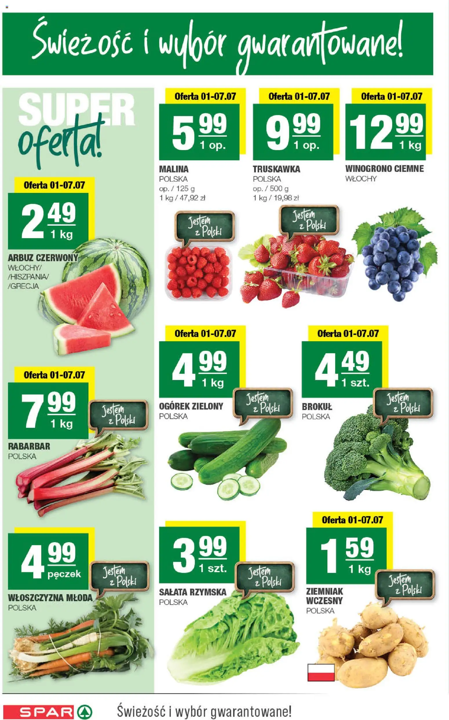 Spar gazetka od 01.07.2026 | Strona: 2 | Produkty: Malina, Winogrono, Sałata, Sałata rzymska