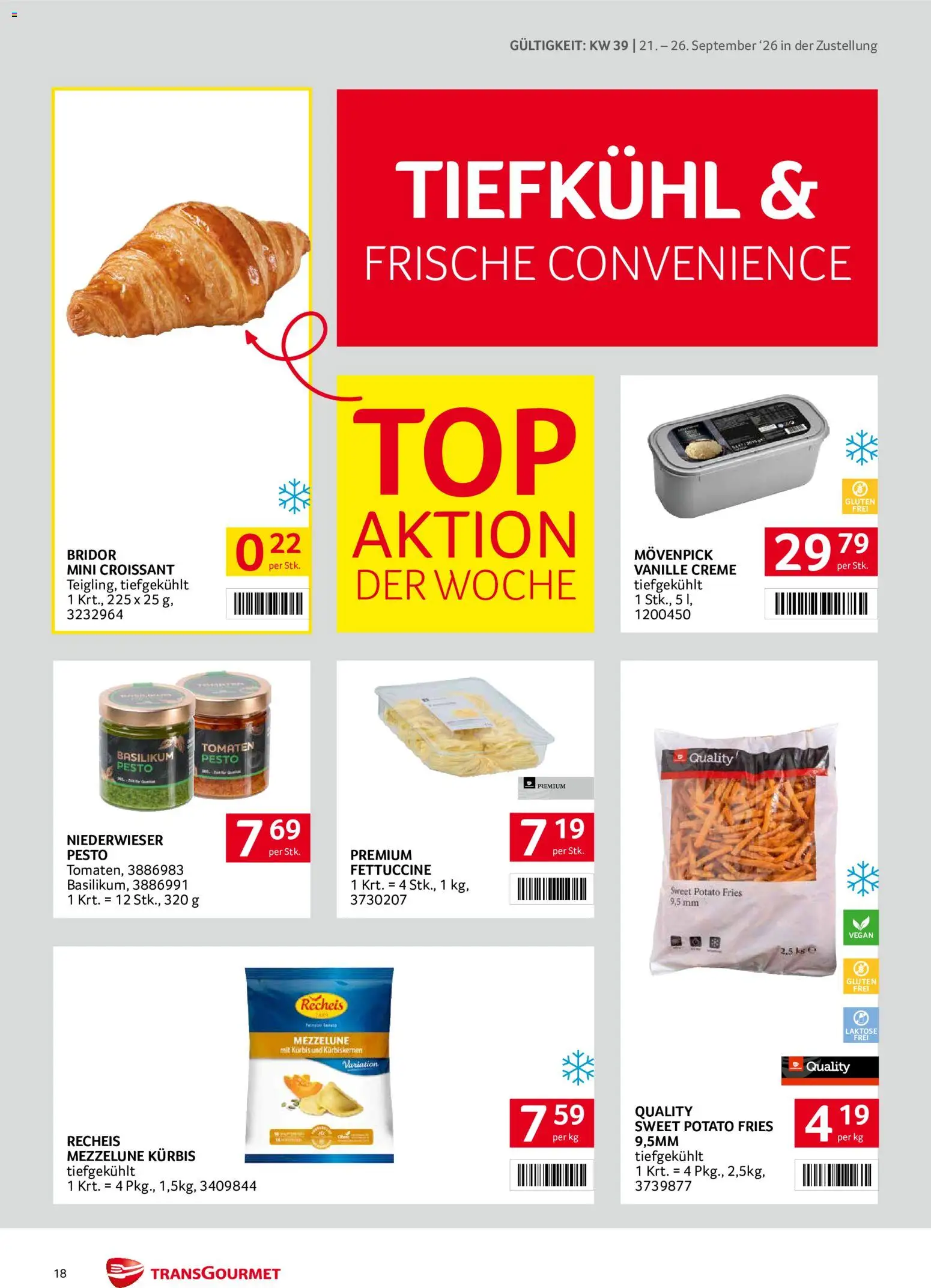 Transgourmet Zustellaktion gültig ab 20.09.2026 | Seite: 18 | Produkte: Kürbis, Vanille, Creme, Tomaten