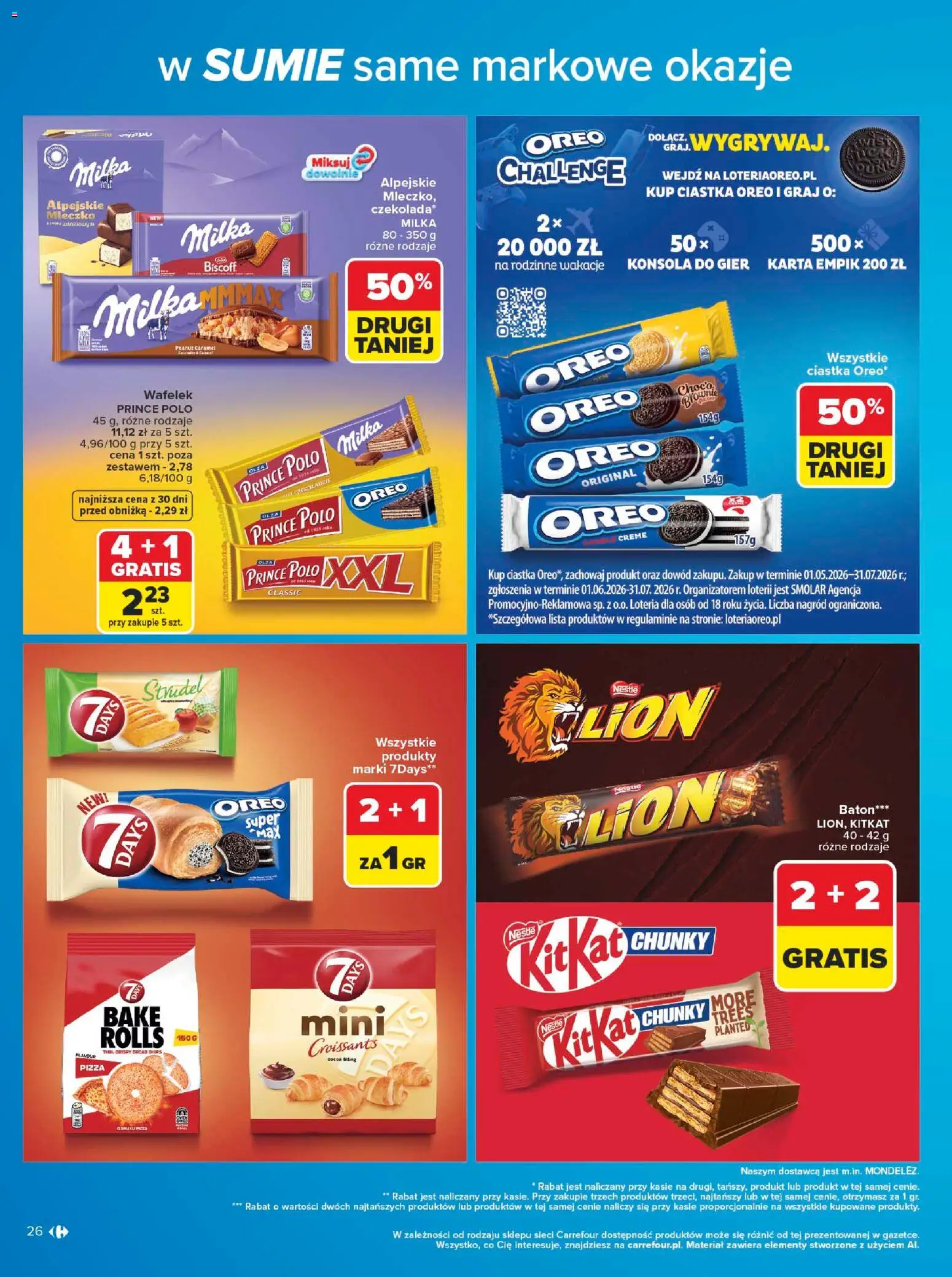 Carrefour gazetka - W sumie same markowe okazje od 08.06.2026 | Strona: 26 | Produkty: Konsola do gier, Milka, Ciastka Oreo, Ciastka