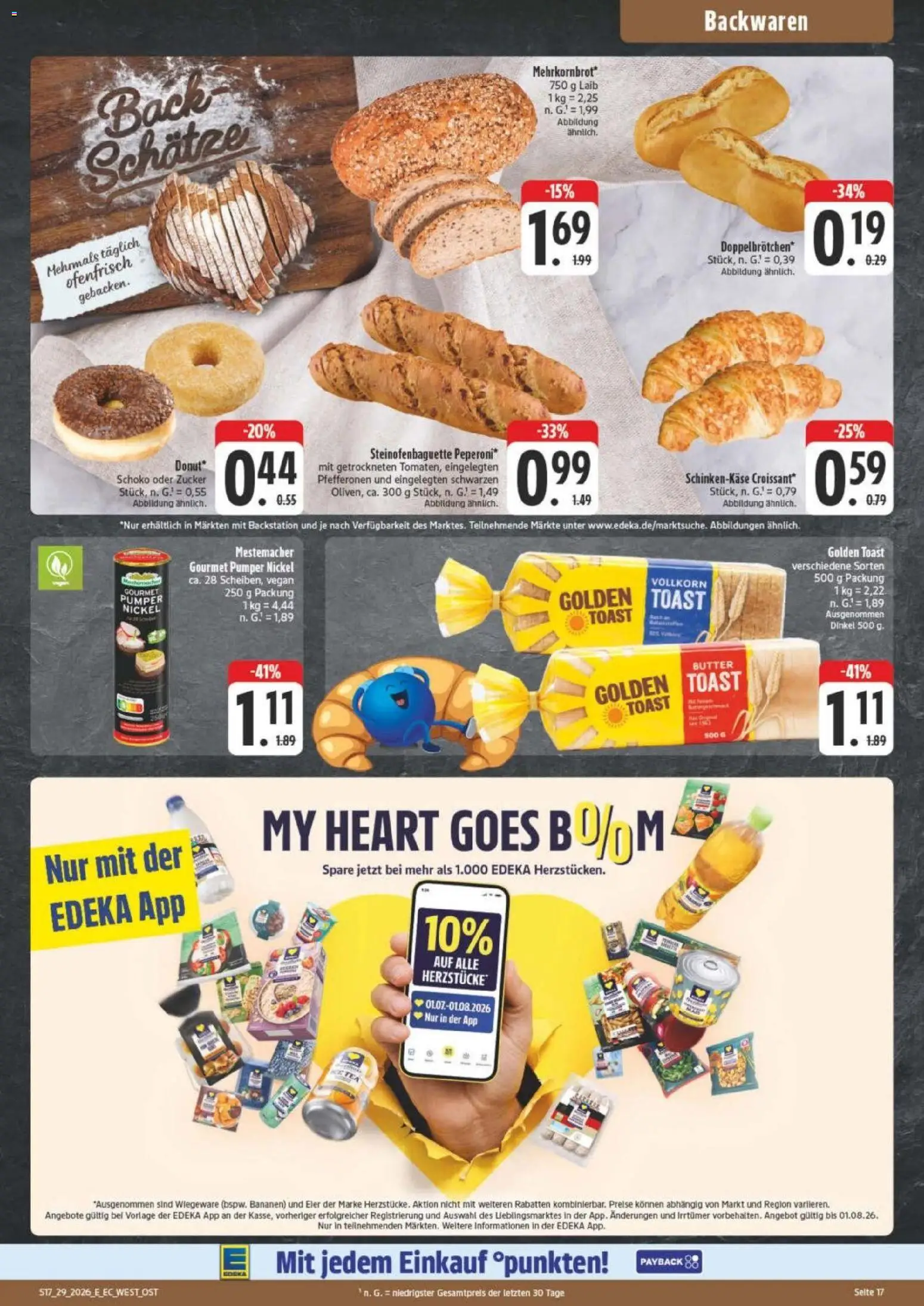 Edeka Prospekt Verrückter Preis – gültig ab 13.07.2026 | Seite: 17 | Produkte: Butter, Toast, Bananen, Zucker