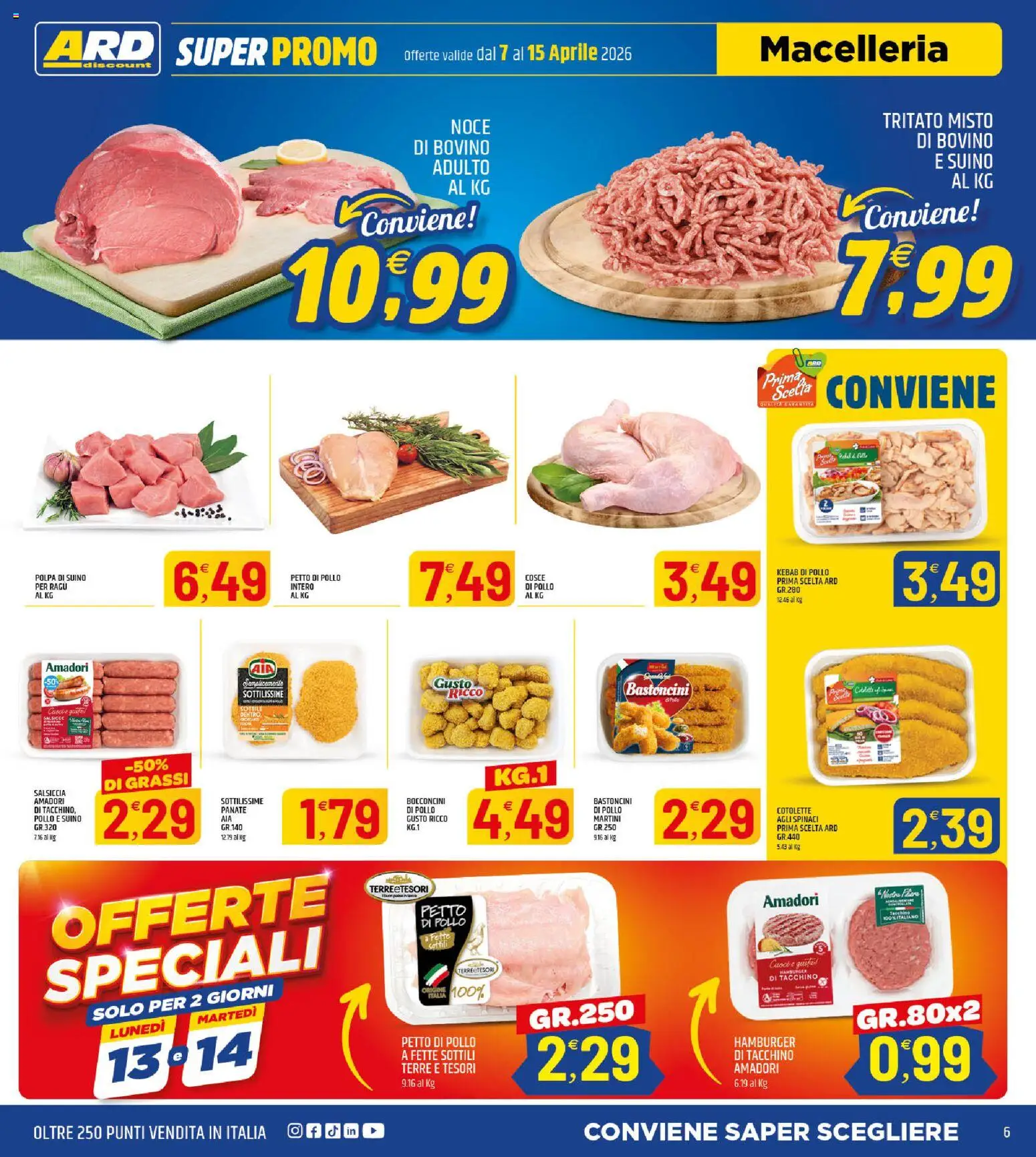 Volantino ARD Discount del 07.04.2026 | Pagina: 3 | Prodotti: Pollo, Tacchino, Spinaci, Hamburger