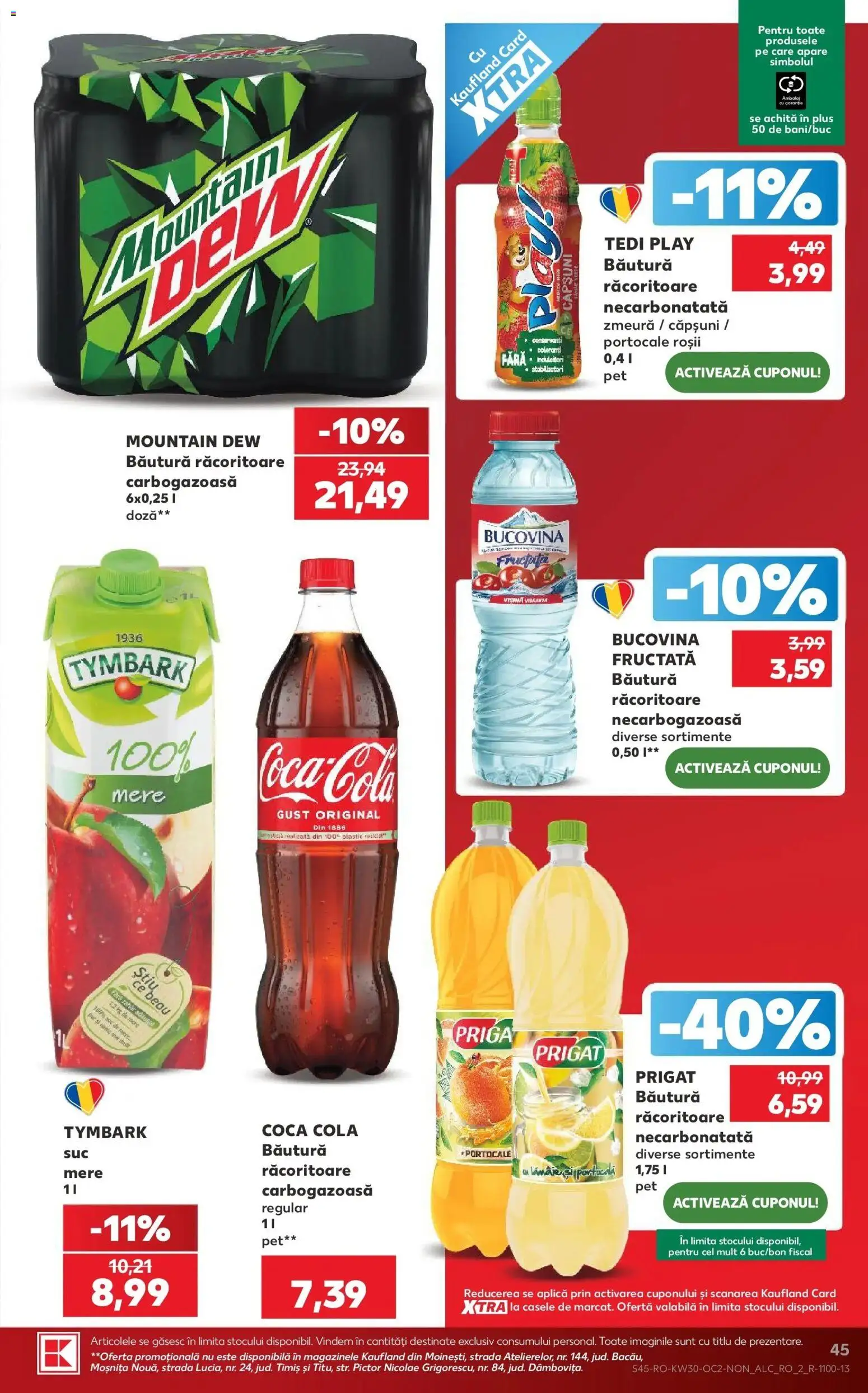 Noul catalog Kaufland – valabil de la 22.07.2026 | Pagină: 45 | Produse: Zmeură, Bautura racoritoare, Căpșuni, Plus