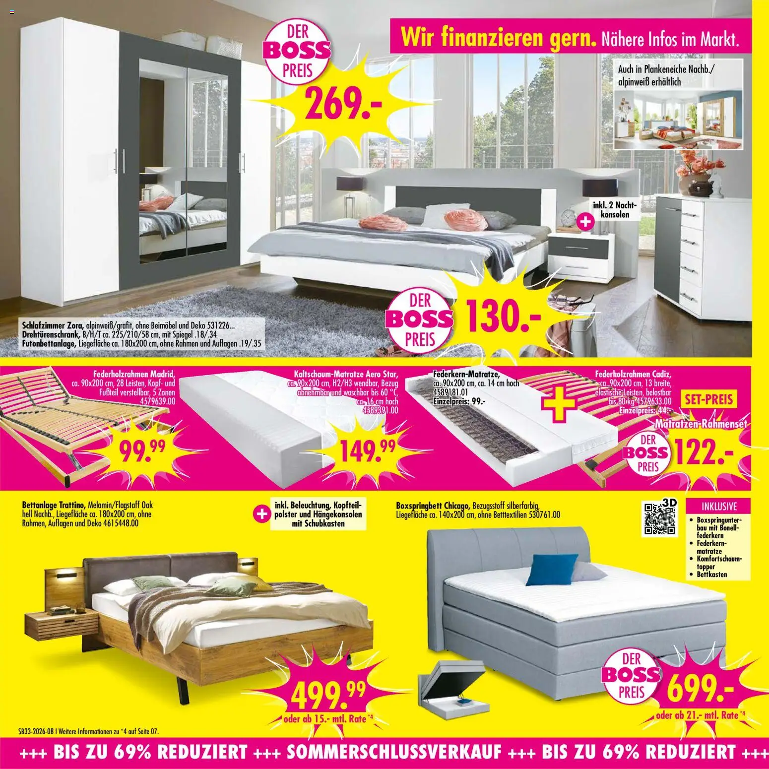 SB Möbel Boss Prospekt – gültig ab 08.08.2026 | Seite: 8 | Produkte: Matratze, Boxspringbett, Federkern Matratze, Spiegel