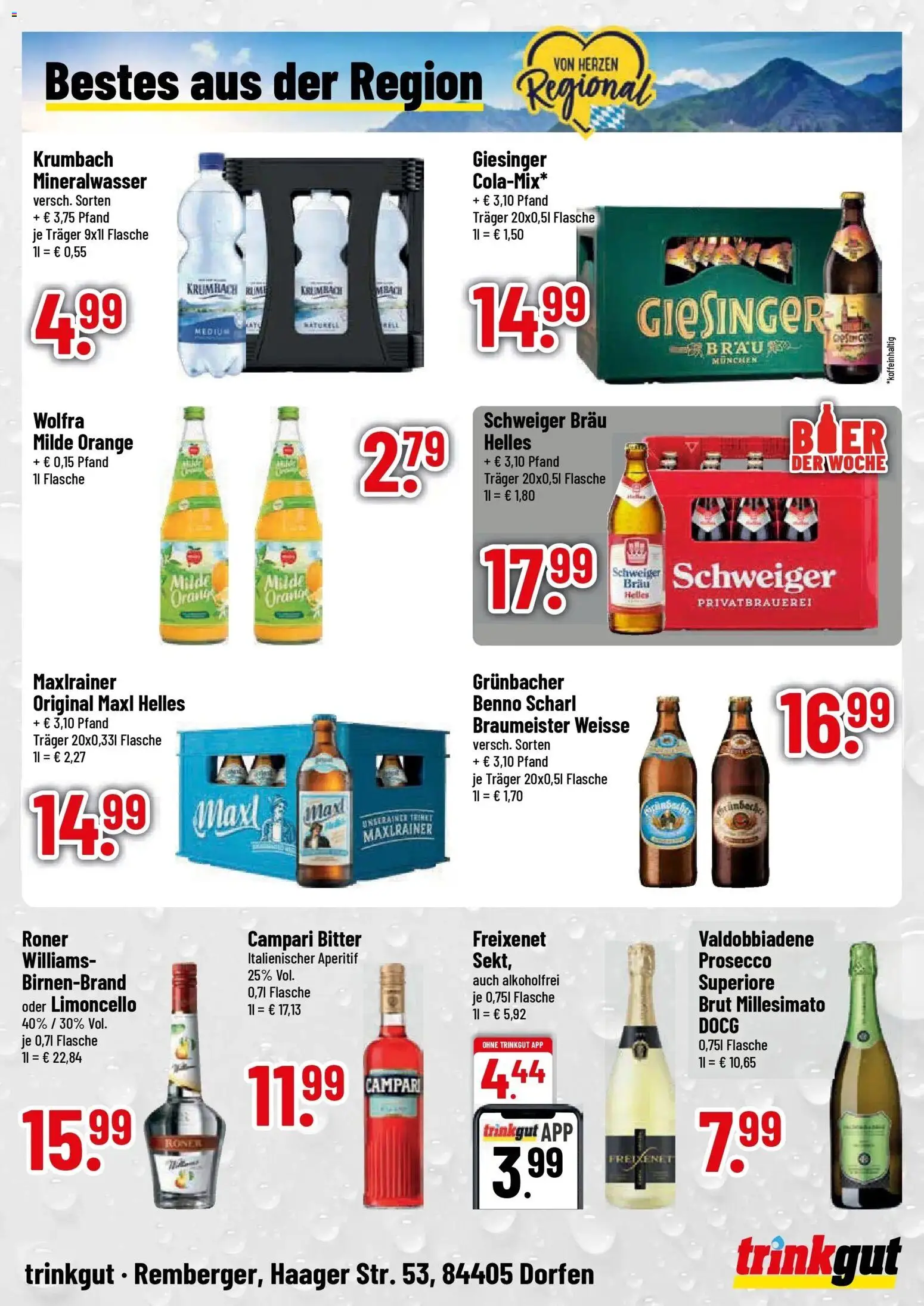 Trinkgut Prospekt Dorfen – gültig ab 28.09.2026 | Seite: 4 | Produkte: Campari, Mineralwasser, Prosecco, Limoncello