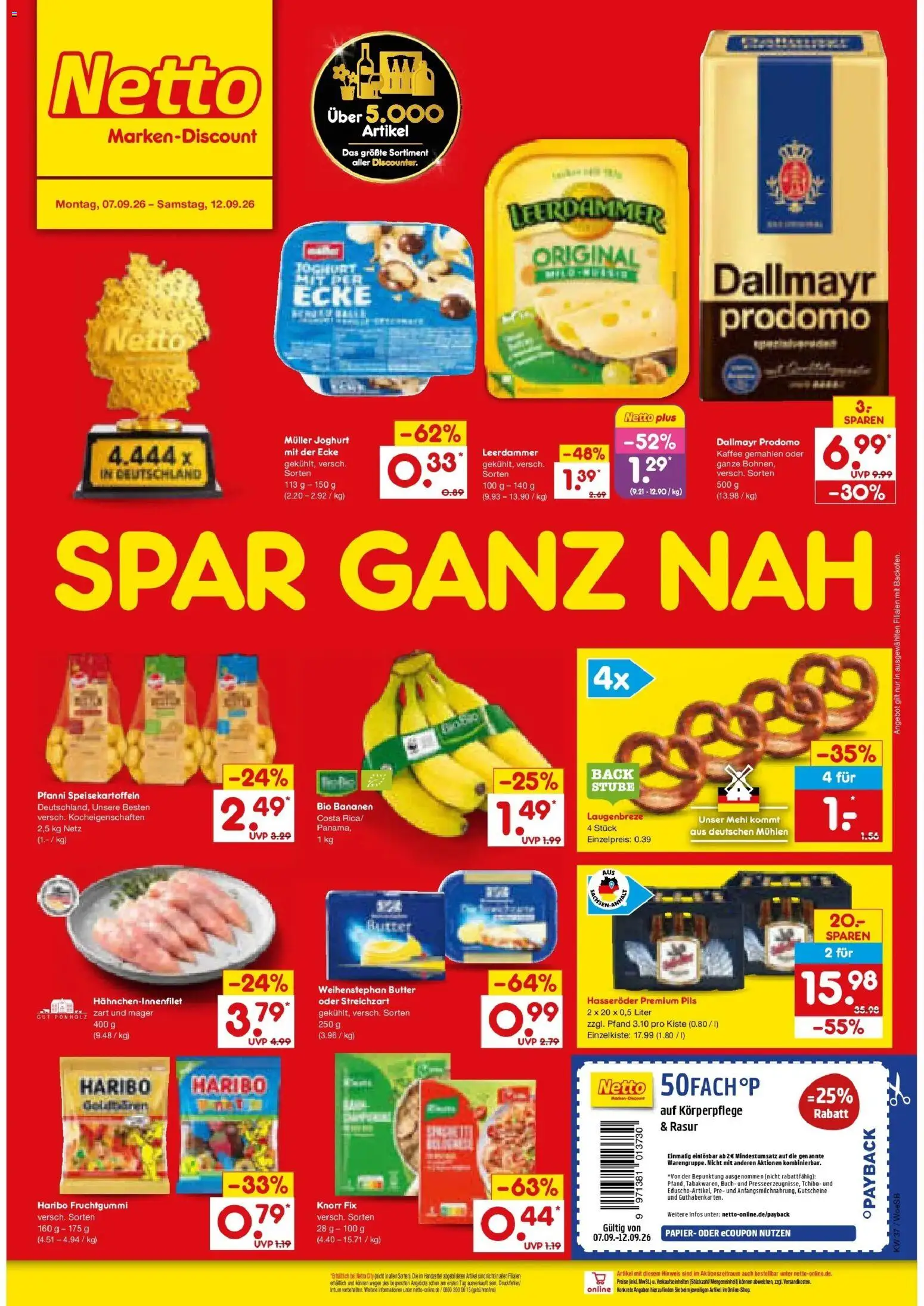 Netto Marken-Discount Prospekt Gemmingen – gültig ab 07.09.2026 | Seite: 1 | Produkte: Pils, Weihenstephan butter, Leerdammer, Dallmayr prodomo