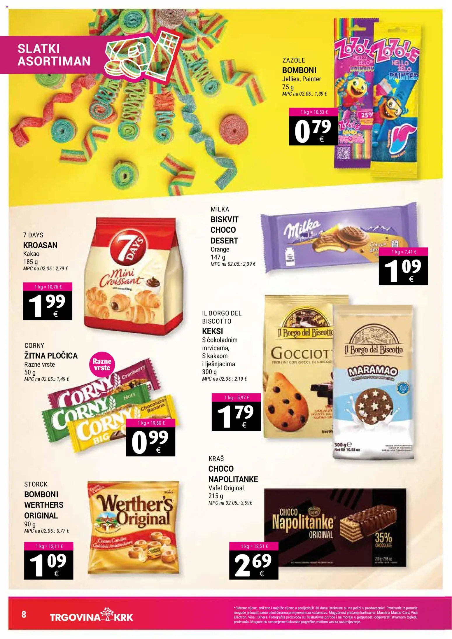 Trgovina Krk katalog | vrijedi od 01.06.2026 | Stranica: 8 | Proizvodi: Keksi, Napolitanke, Milka, Kroasan