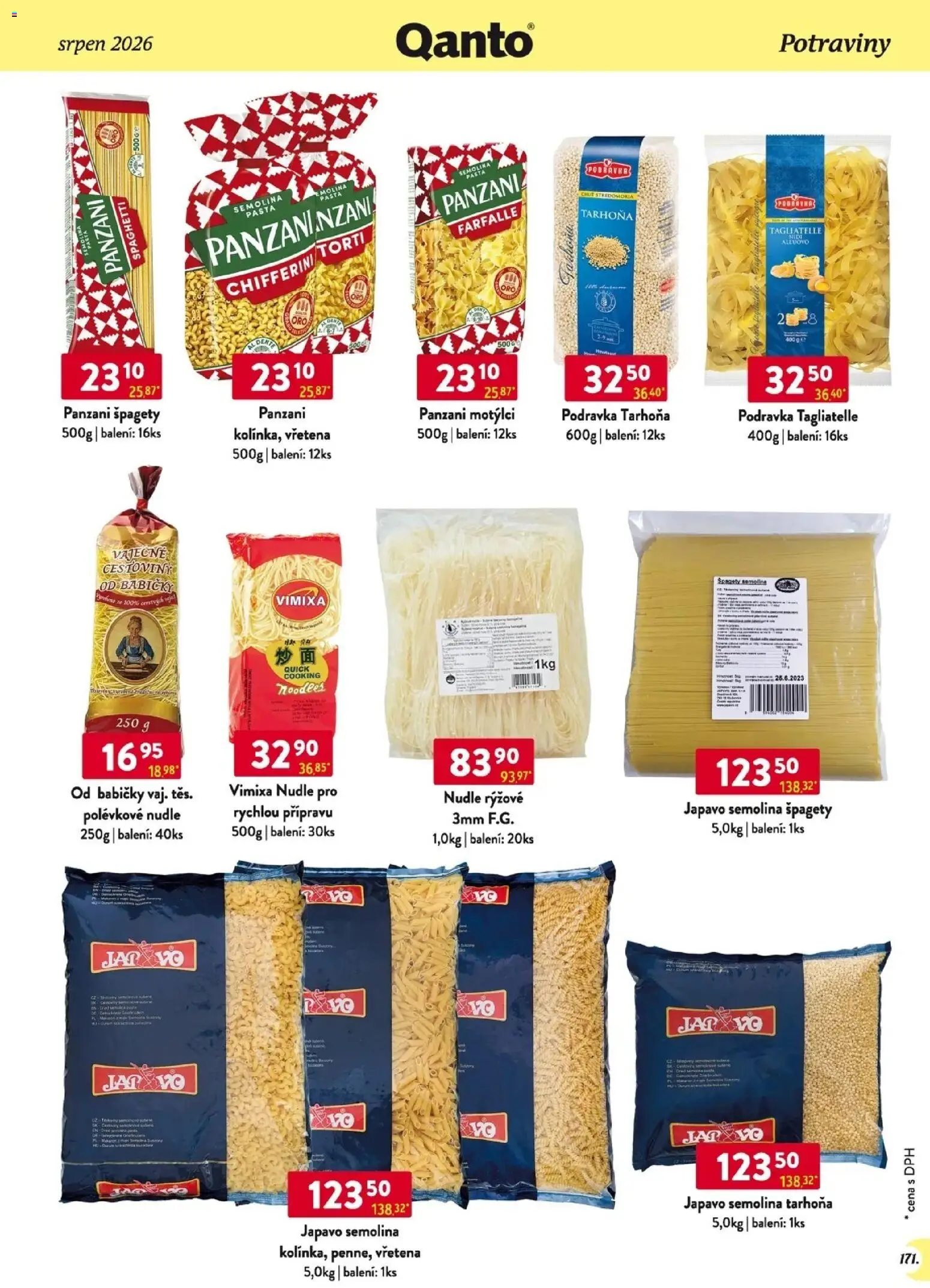 Astur & Qanto leták - Velkoobchod 08/2026 od 01.08.2026 | Strana: 172 | Produkty: Tarhoňa, Cestoviny, Nudle, Semolina