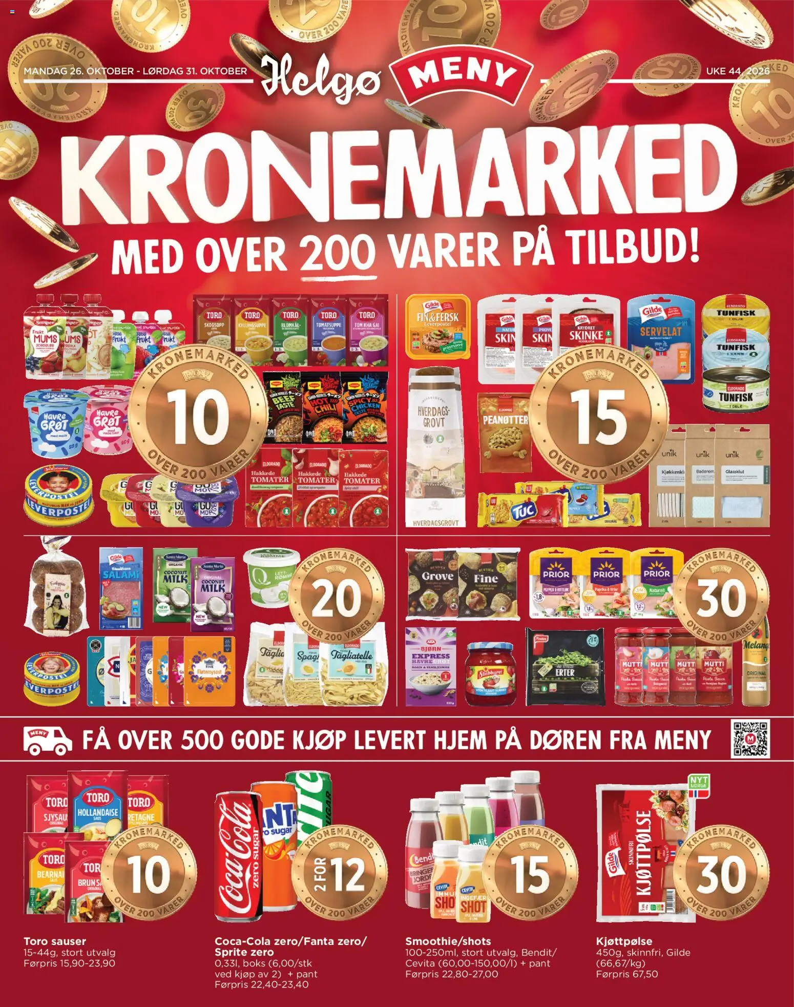 {H1} | Side: 1 | Produkter: Fløtemysost, Salami, Tunfisk, Tagliatelle