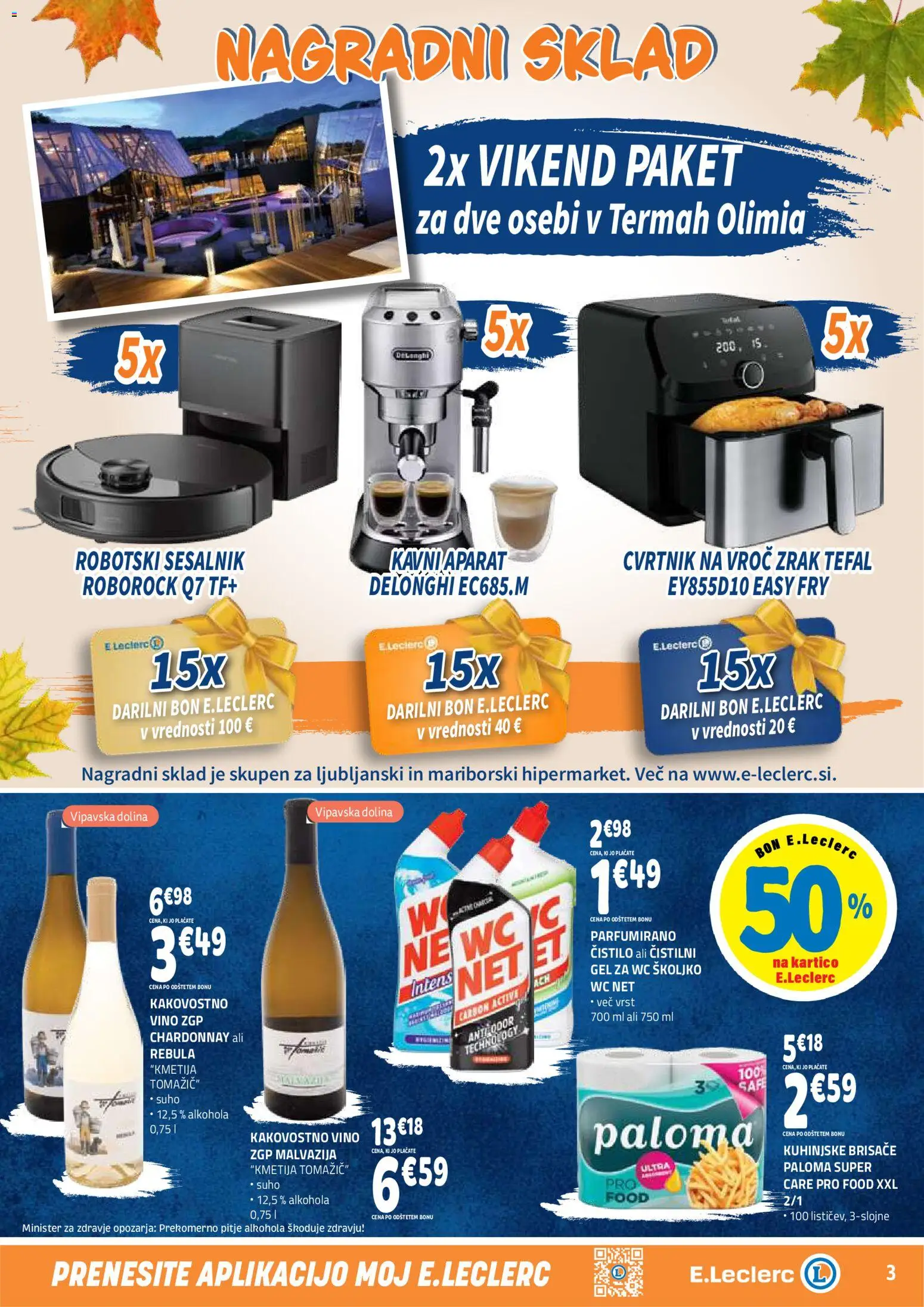 Novi E.leclerc katalog ponudbe – veljaven od 09.09.2026 | Stran: 3 | Izdelki: Kuhinjske brisače, Vino, Sesalnik