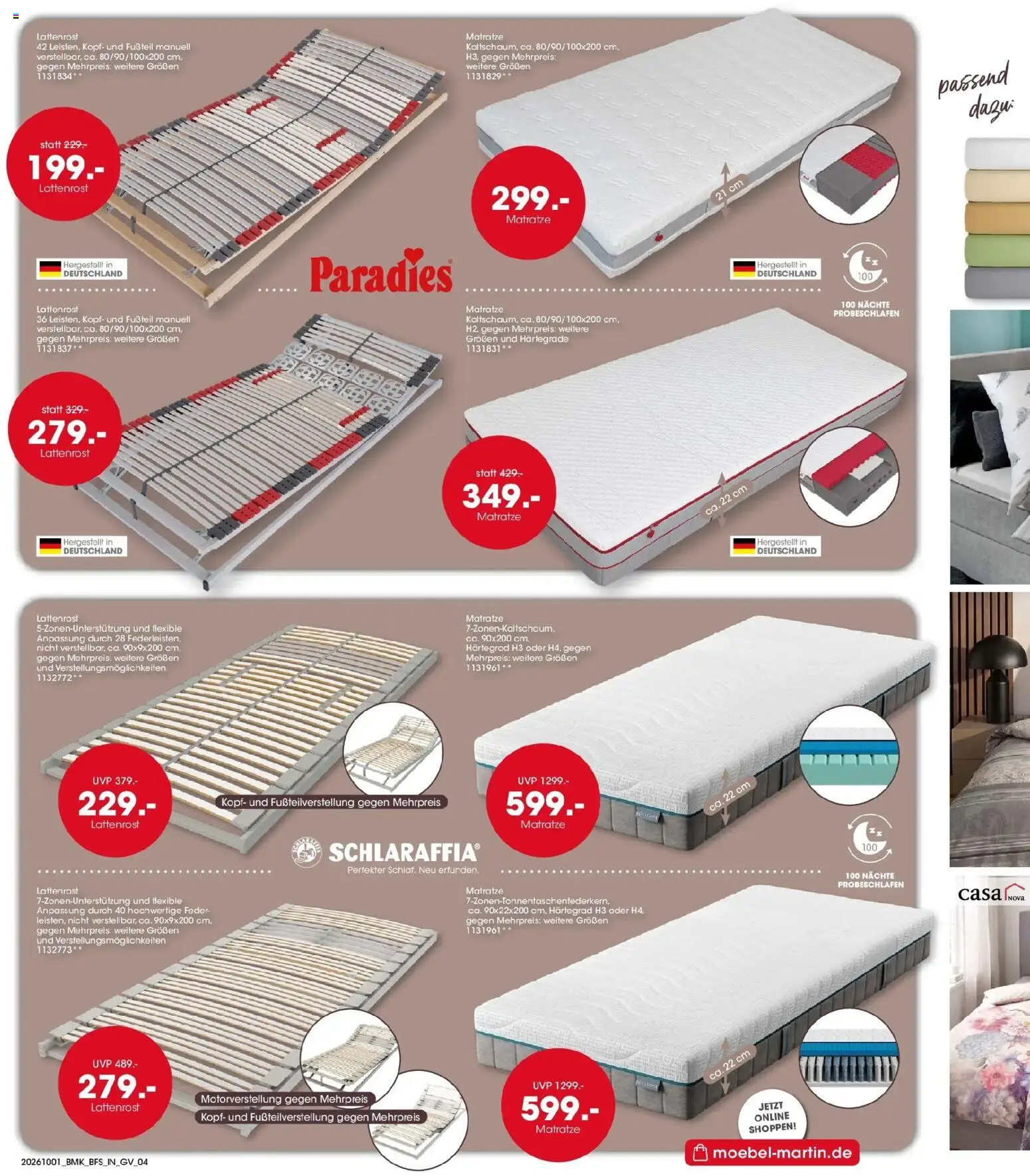 Möbel Martin Aktueller Prospekt (ab 01.10.2026) zum Blättern | Seite: 4 | Produkte: Matratze, Lattenrost