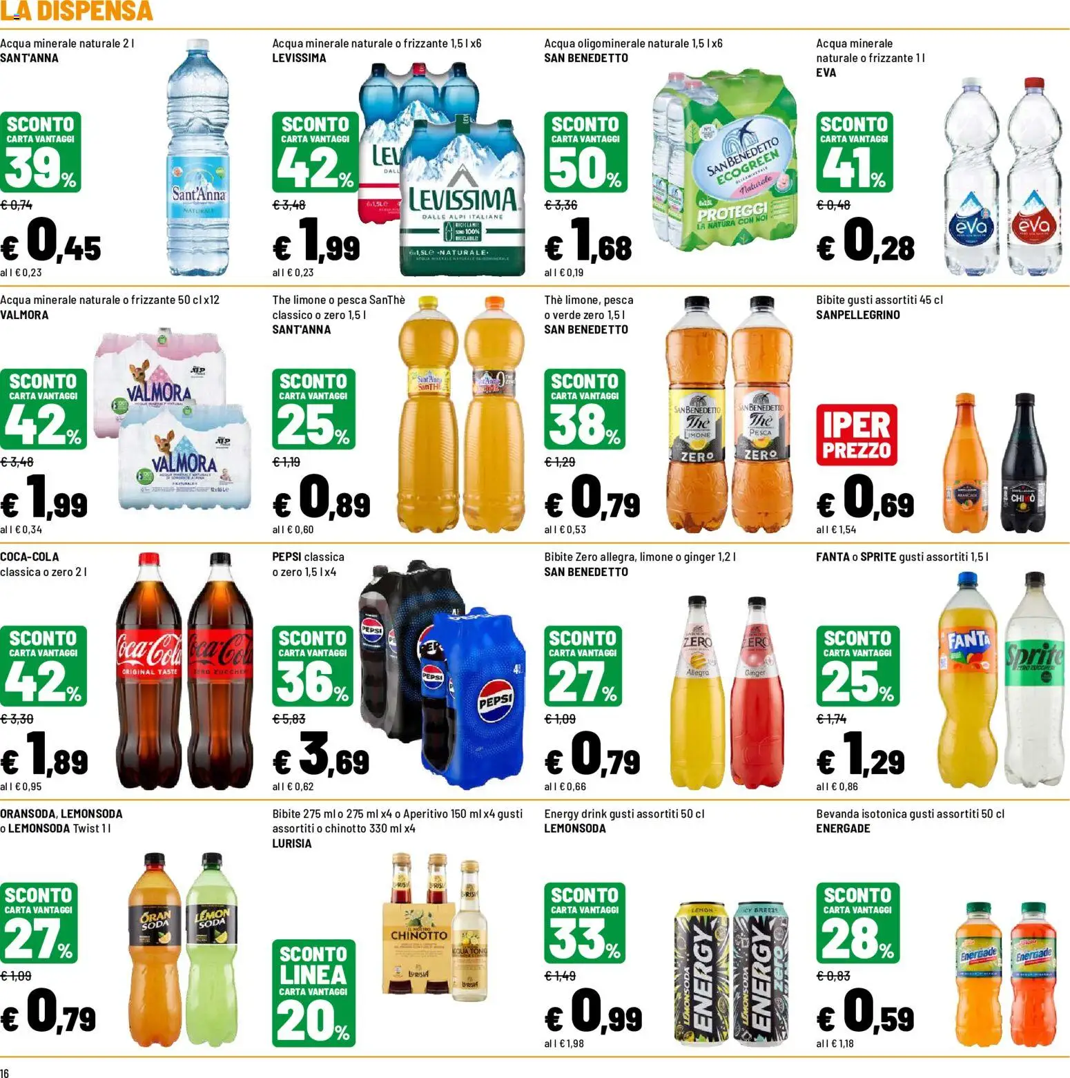 Volantino Iper del 09/07/2026 | Pagina: 16 | Prodotti: Pesca, The, Bibite, Fanta