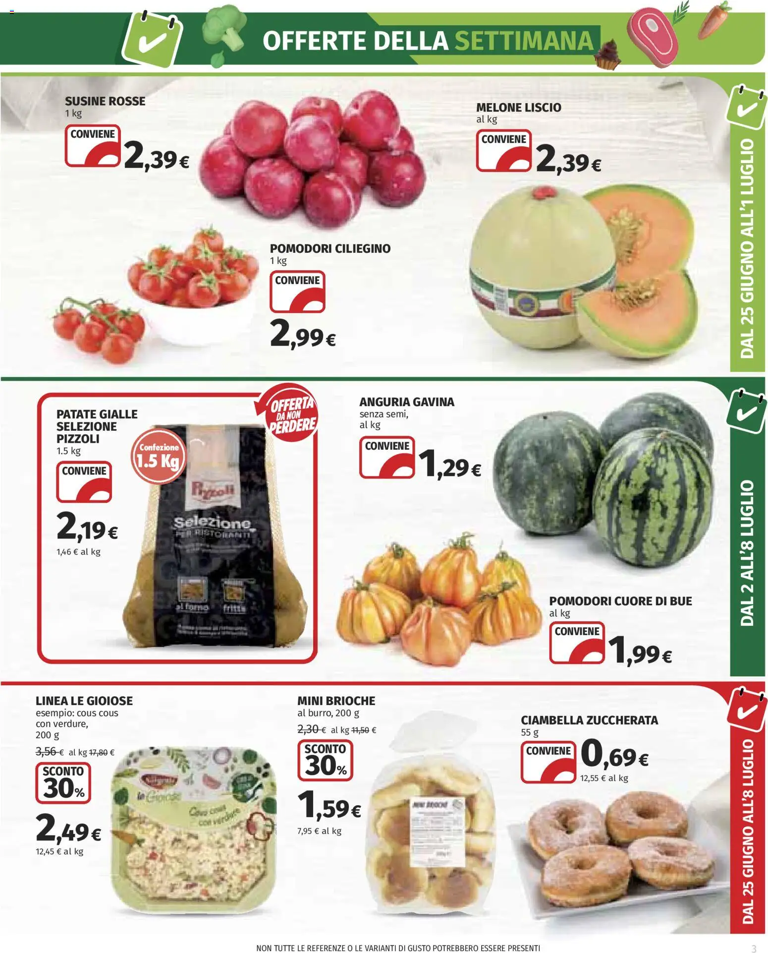 Volantino COOP del 25/06/2026 | Pagina: 3 | Prodotti: Pomodori, Anguria, Cous cous, Susine