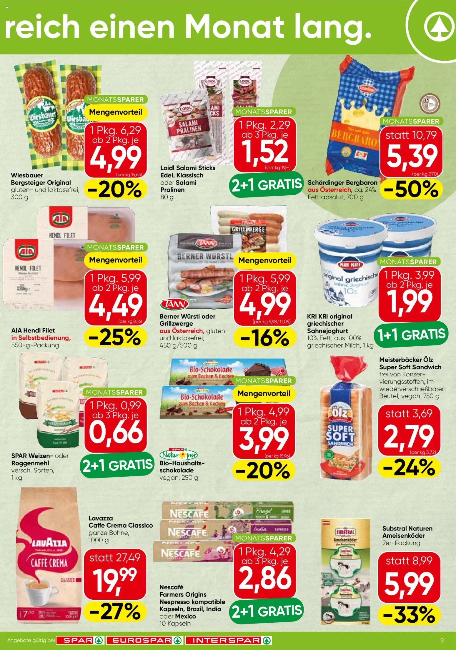 Spar Flugblatt - Salzburg gültig ab 19.03.2026 | Seite: 9 | Produkte: Schokolade, Salami
