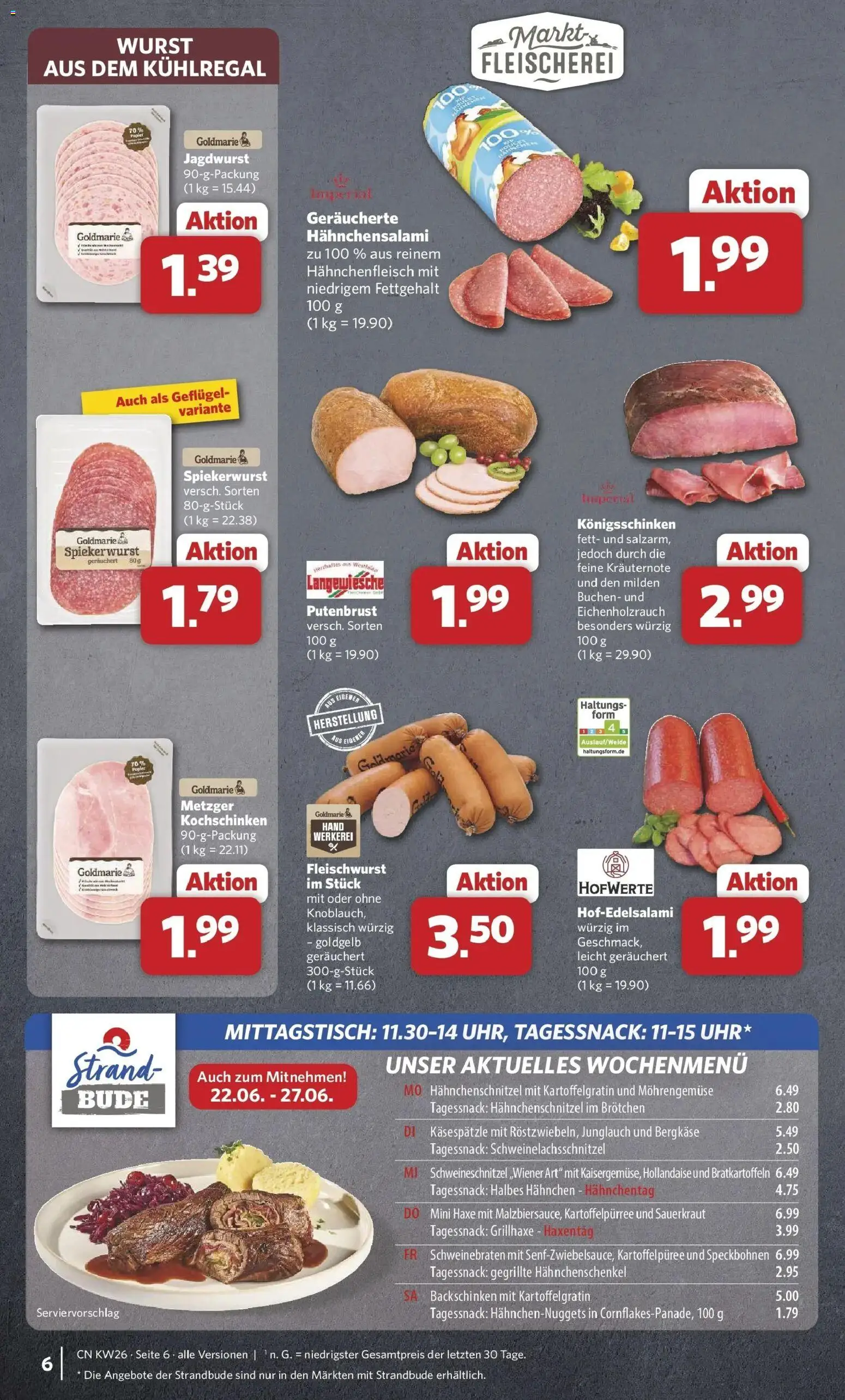 Combi Prospekt Steinhagen – gültig ab 22.06.2026 | Seite: 6 | Produkte: Hahnchen, Hahnchenschenkel, Wurst