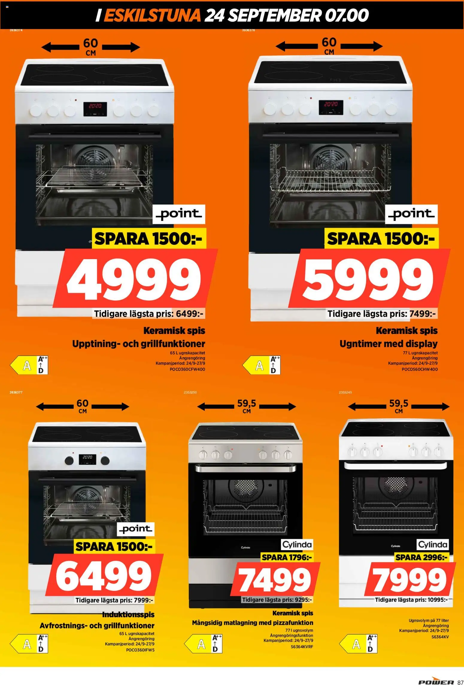 Power reklamblad aktuell från 24/09/2026 | Sida: 87 | Produkter: Induktionsspis, Spis