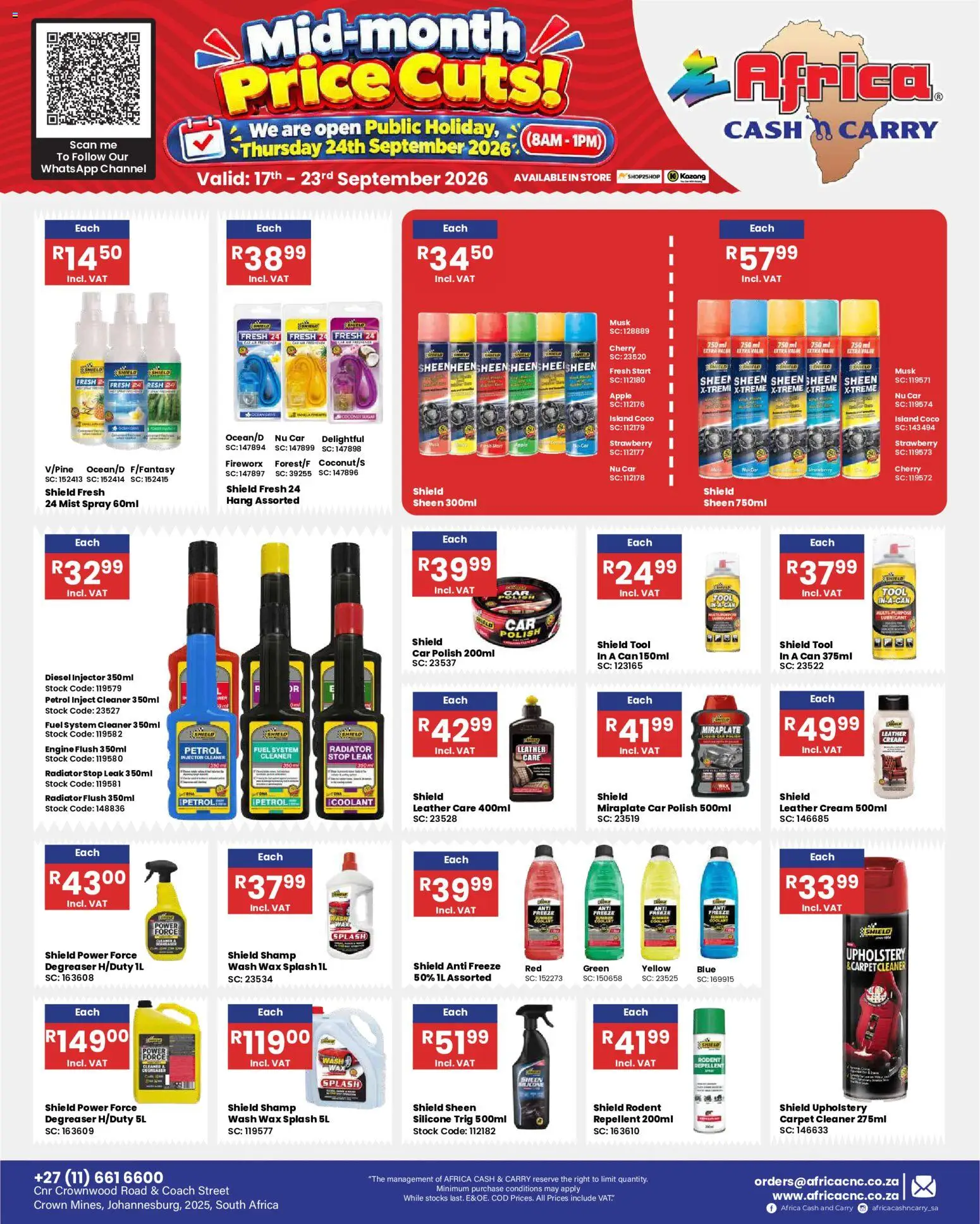 New Africa Cash & Carry catalogue – valid from 17/09/2026 | Page: 55 | Products: Radiator, Carpet, Wax, Stock