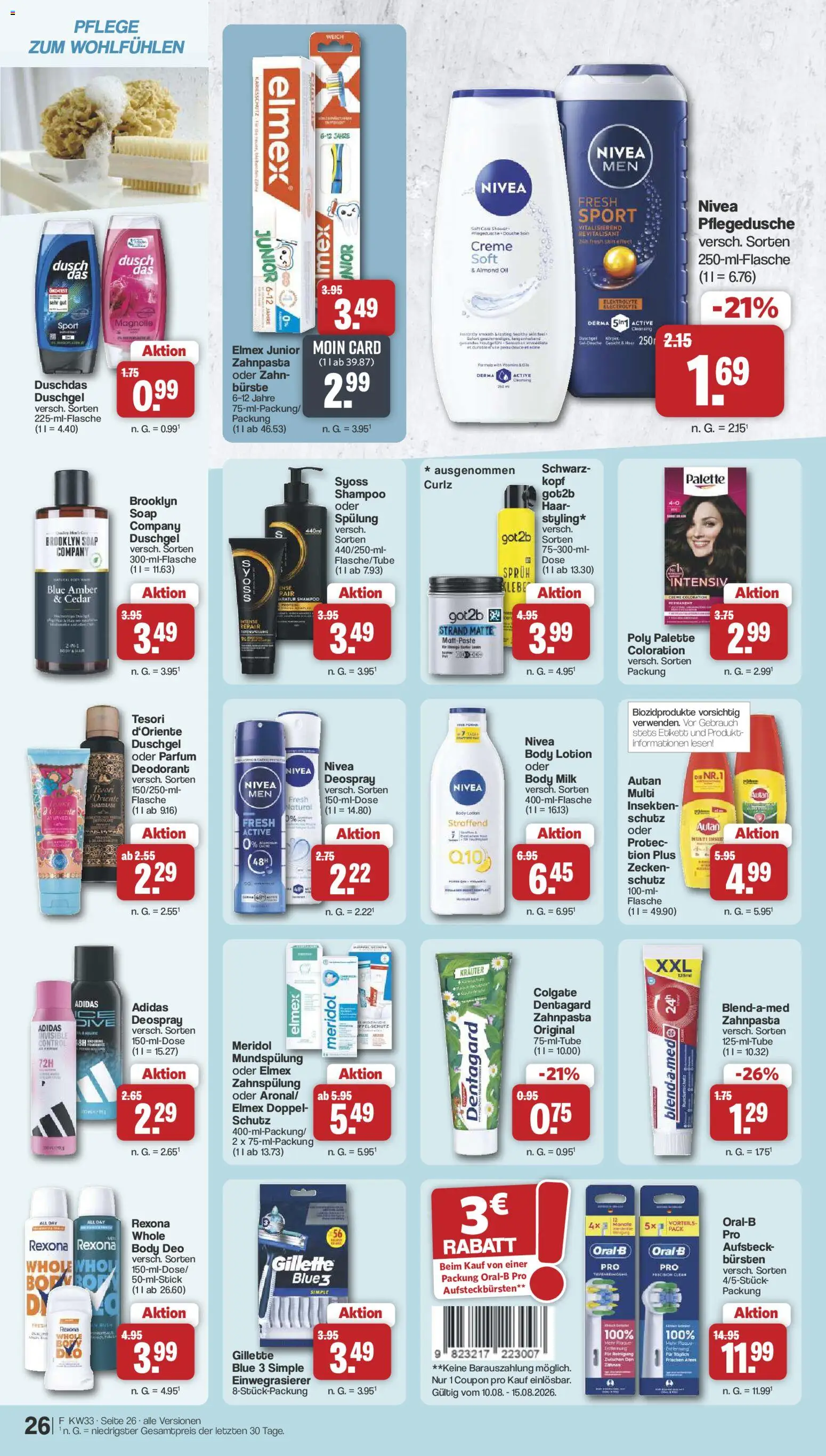 Famila Nordwest Prospekt – gültig ab 10.08.2026 | Seite: 32 | Produkte: Parfüm, Bürste, Zahnpasta, Body Lotion