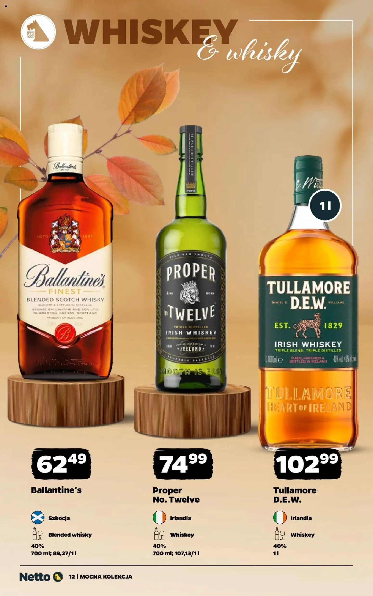 Netto gazetka - Mocne alkohole od 28.09.2026 | Strona: 12 | Produkty: Scotch whisky, Irish whiskey, Blended whisky, Whisky