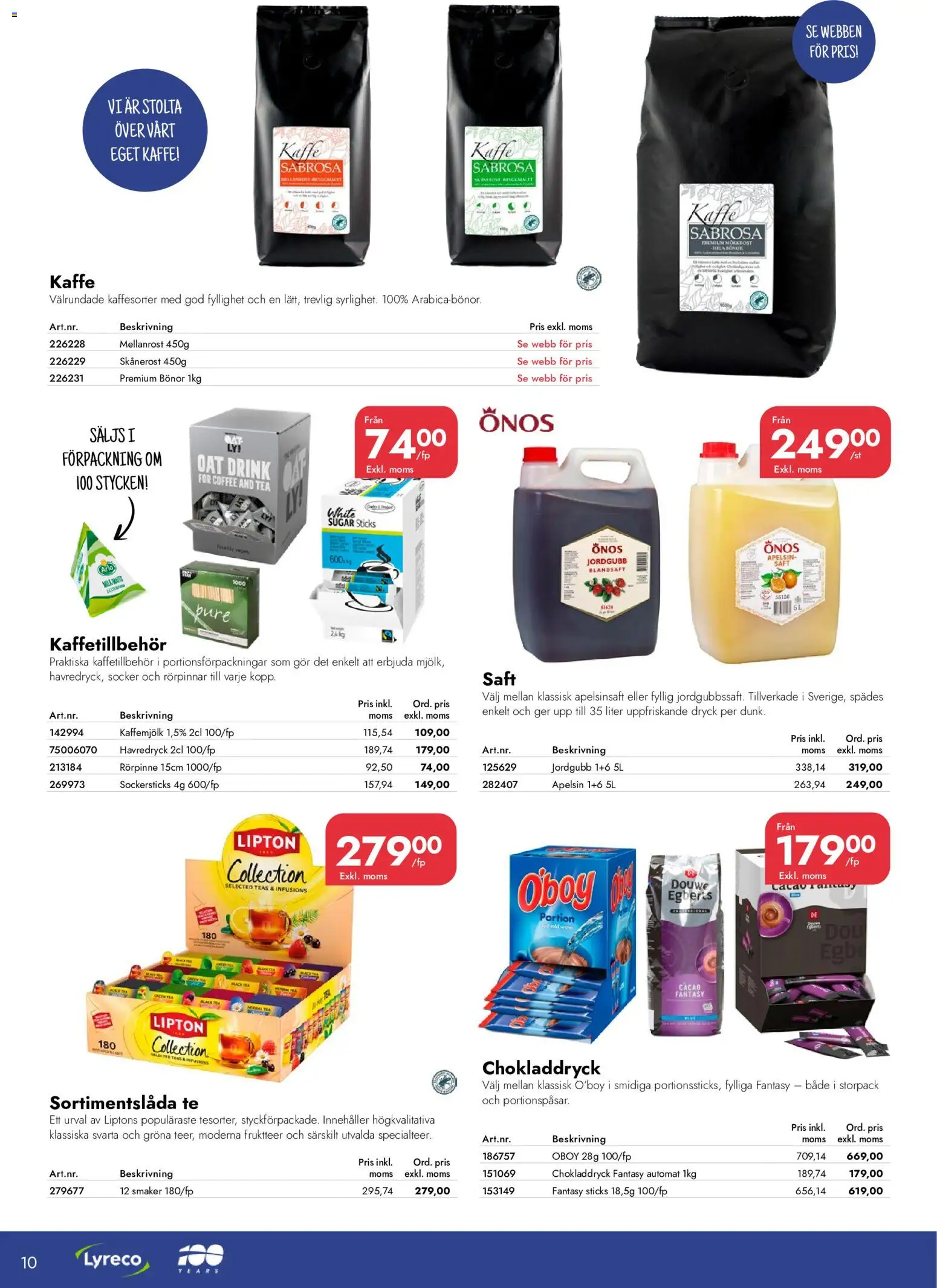 Lyreco reklamblad aktuell från 16/09/2026 | Sida: 10 | Produkter: Havredryck, Kaffe, Te, Socker